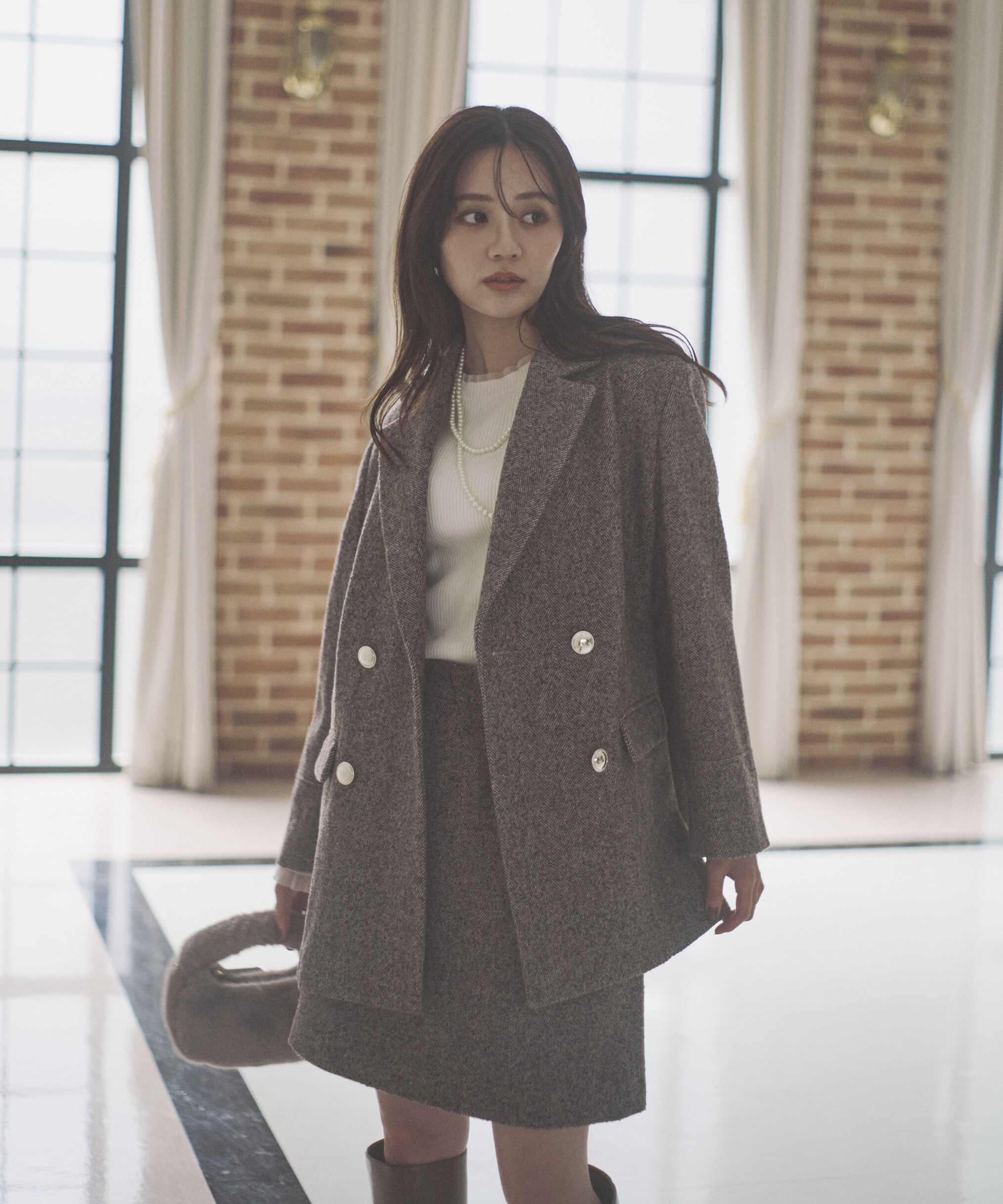 PROPORTION BODY DRESSING「部分シアーリブニット 25AW 」|ニット・セーター|