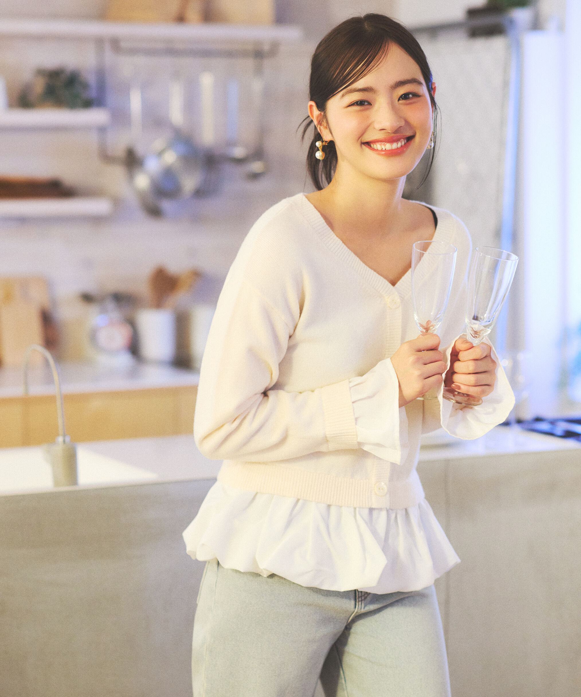 PROPORTION BODY DRESSING「＜ウォッシャブル＞バルーンペプラムニット 25AW」|ニット・セーター|エクリュ1