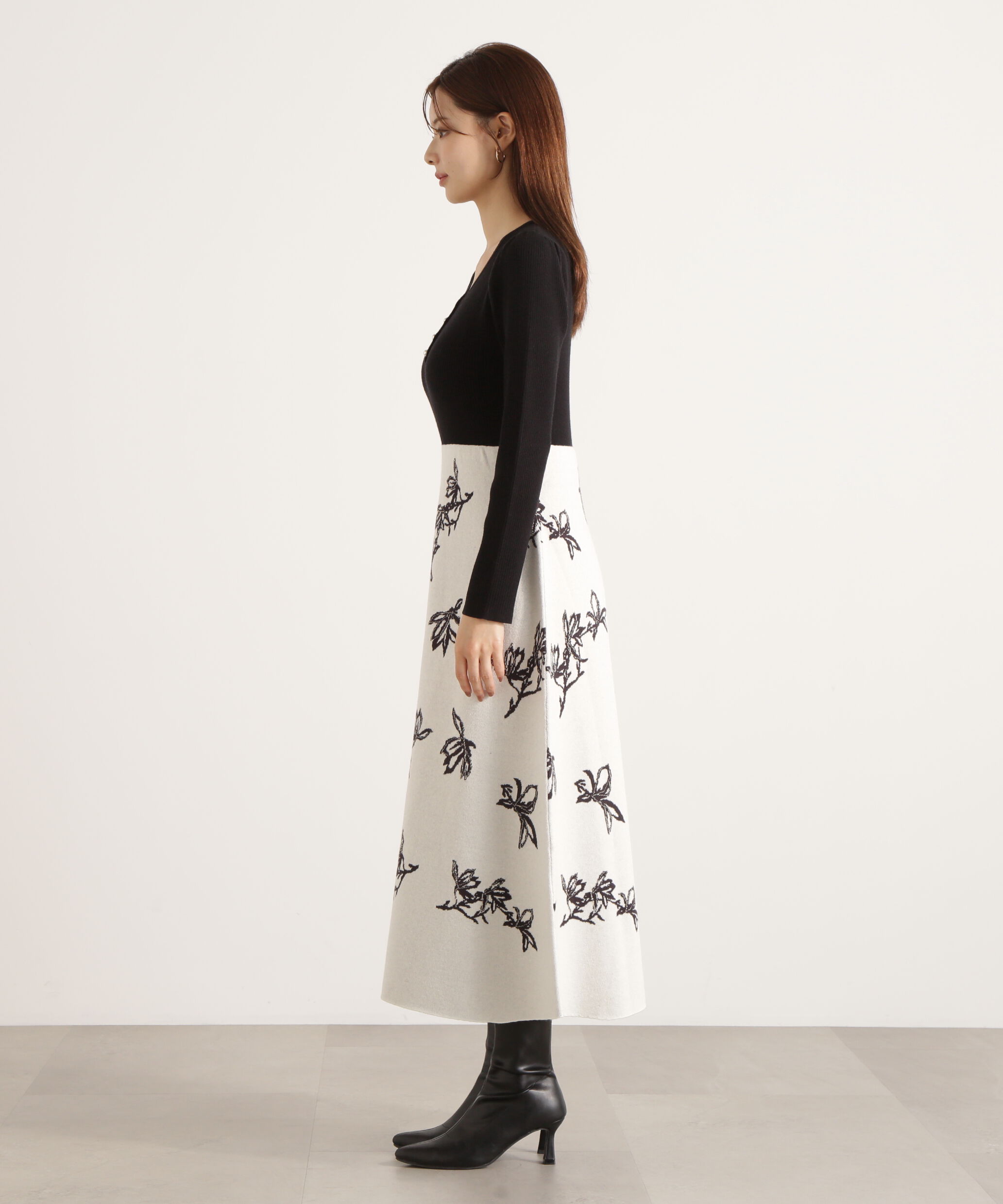 PROPORTION BODY DRESSING「花柄ジャガードニットワンピース 25AW」|ワンピース|