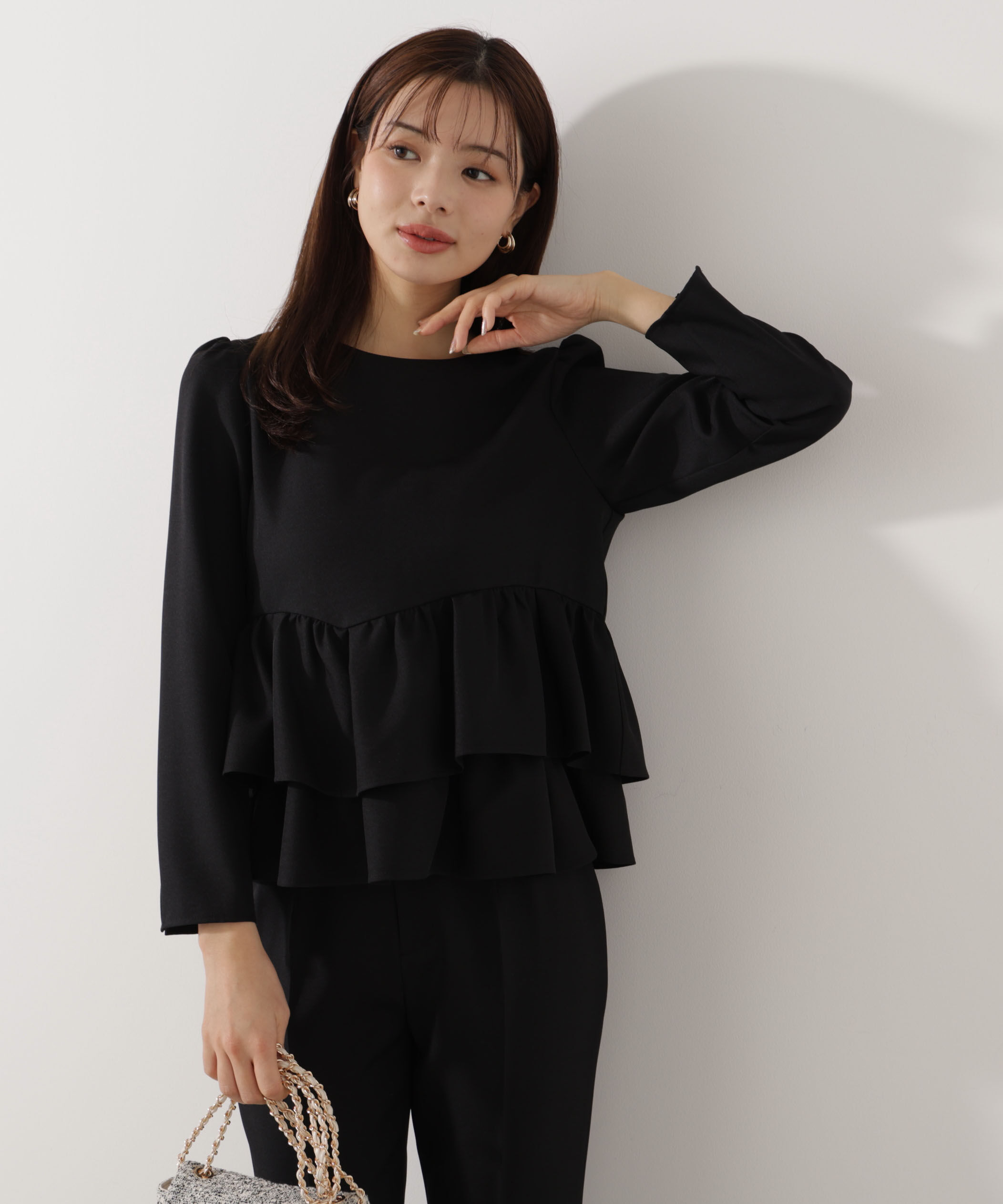 PROPORTION BODY DRESSING「＜ウォッシャブル＞ランダムヘムペプラムブラウス」|シャツ・ブラウス|