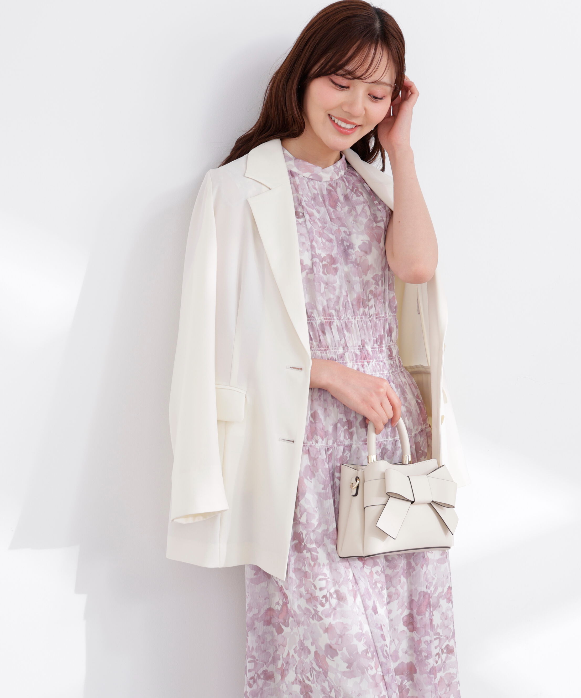 PROPORTION BODY DRESSING「2wayスリーブ花柄シャーリングワンピース 26SS」|ワンピース|