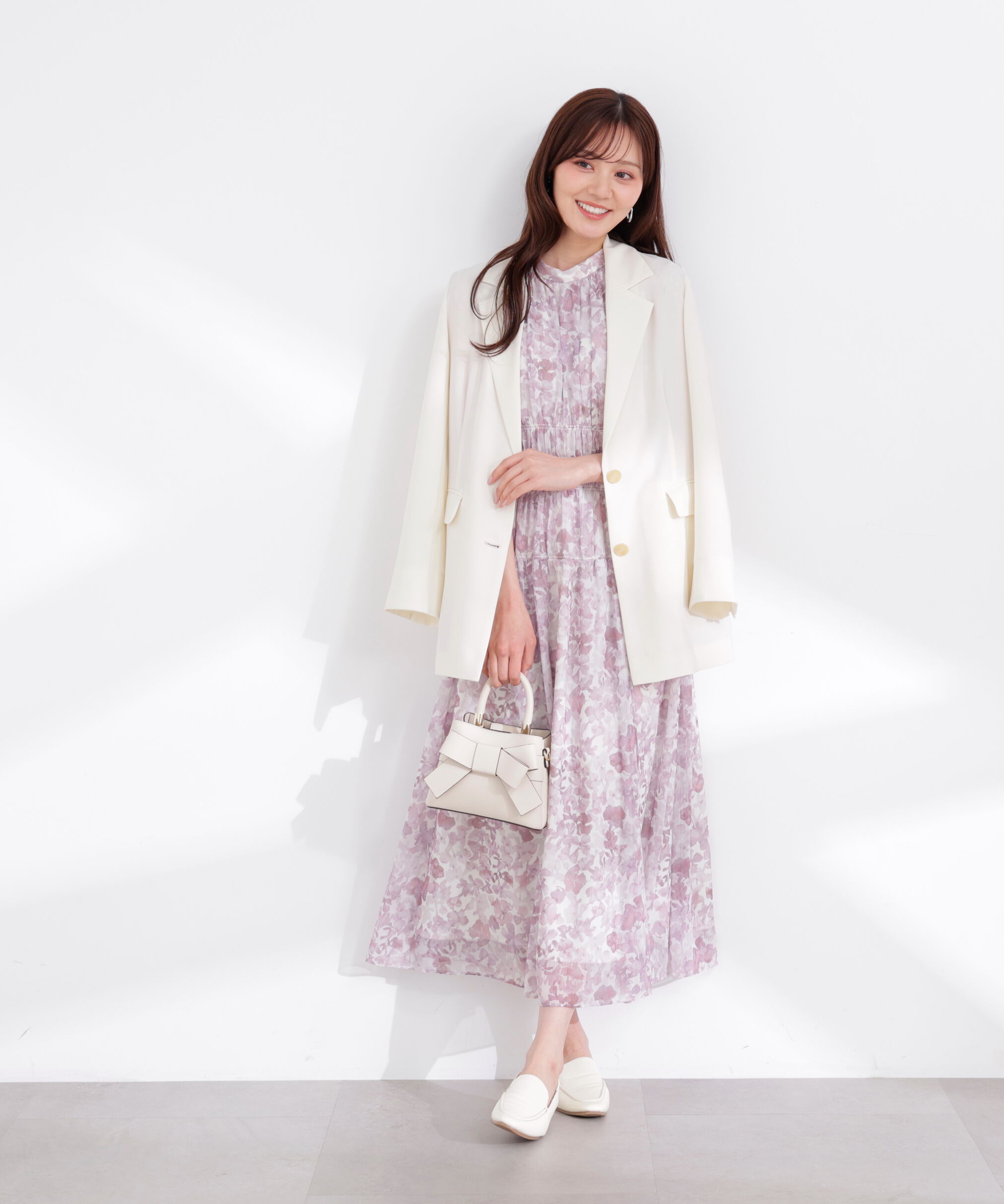 PROPORTION BODY DRESSING「2wayスリーブ花柄シャーリングワンピース 26SS」|ワンピース|