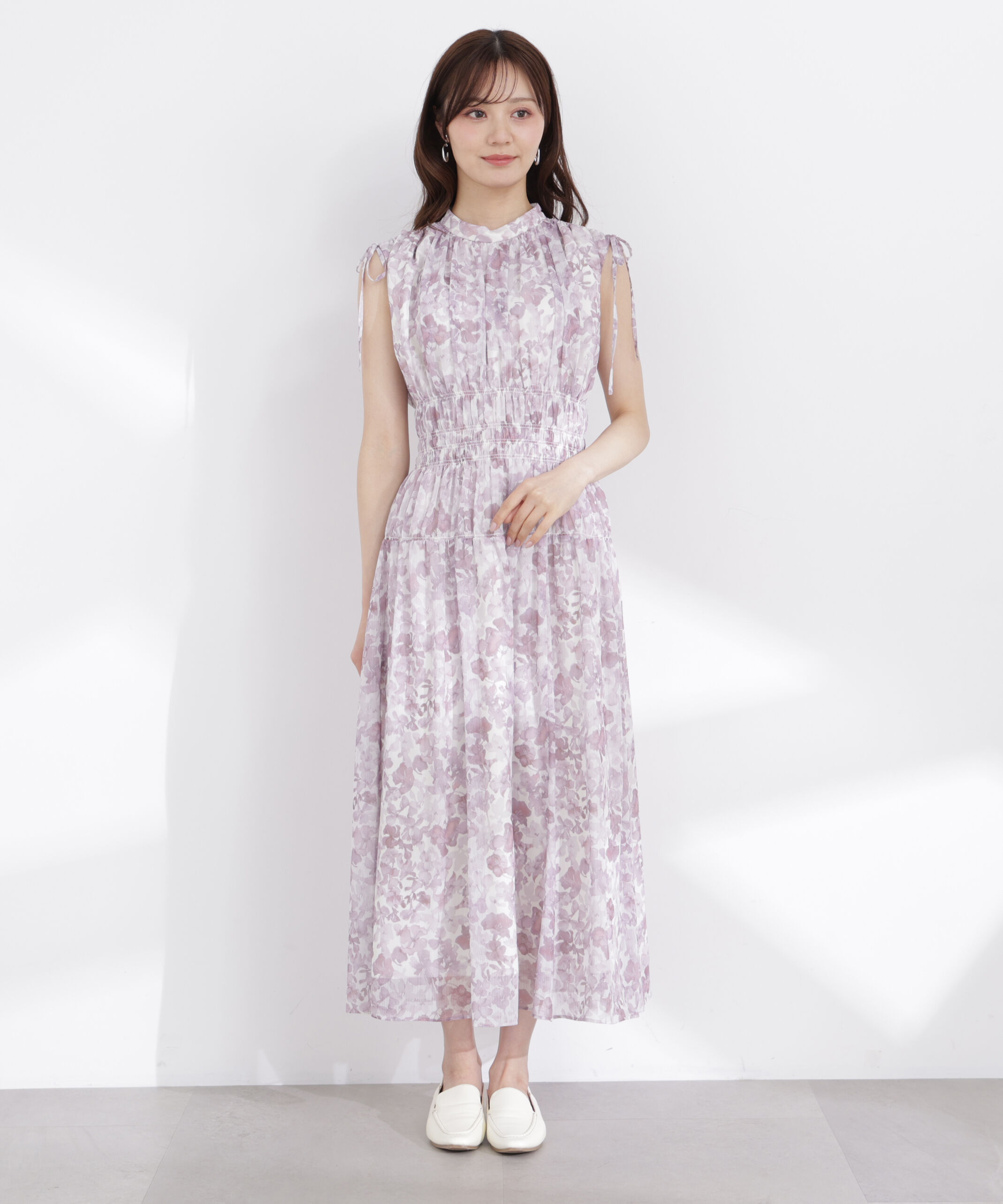 PROPORTION BODY DRESSING「2wayスリーブ花柄シャーリングワンピース 26SS」|ワンピース|