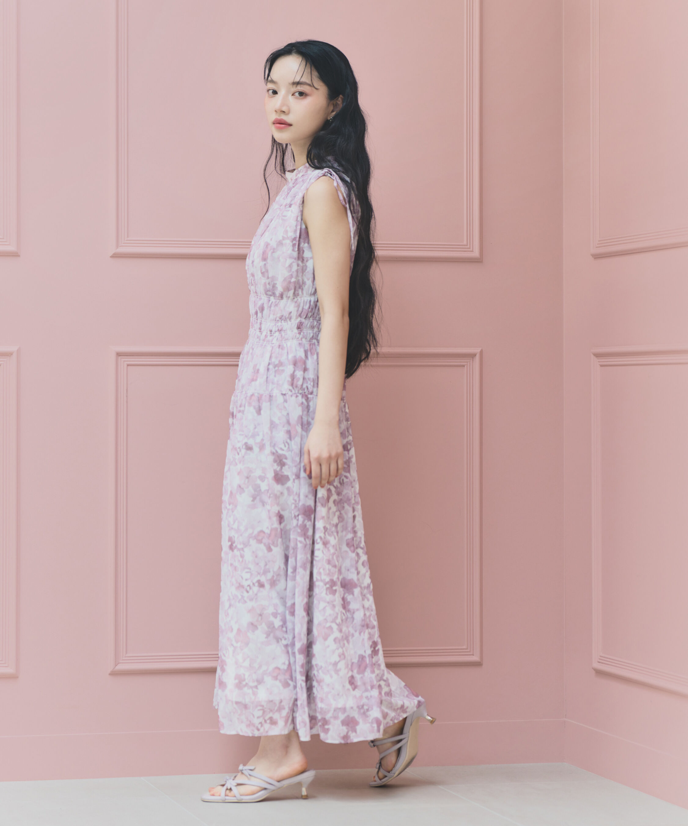 PROPORTION BODY DRESSING「2wayスリーブ花柄シャーリングワンピース 26SS」|ワンピース|