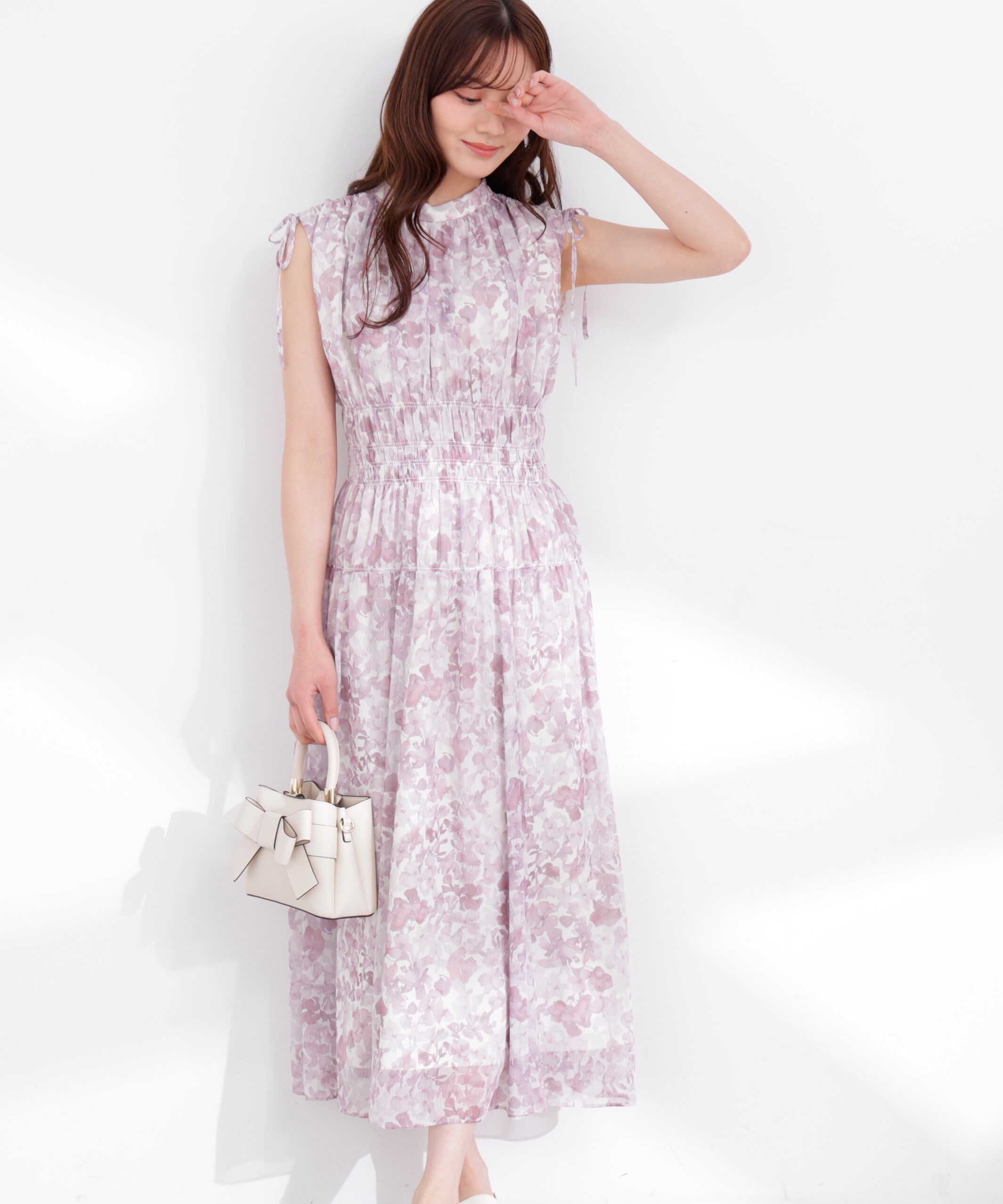 PROPORTION BODY DRESSING「2wayスリーブ花柄シャーリングワンピース 26SS」|ワンピース|