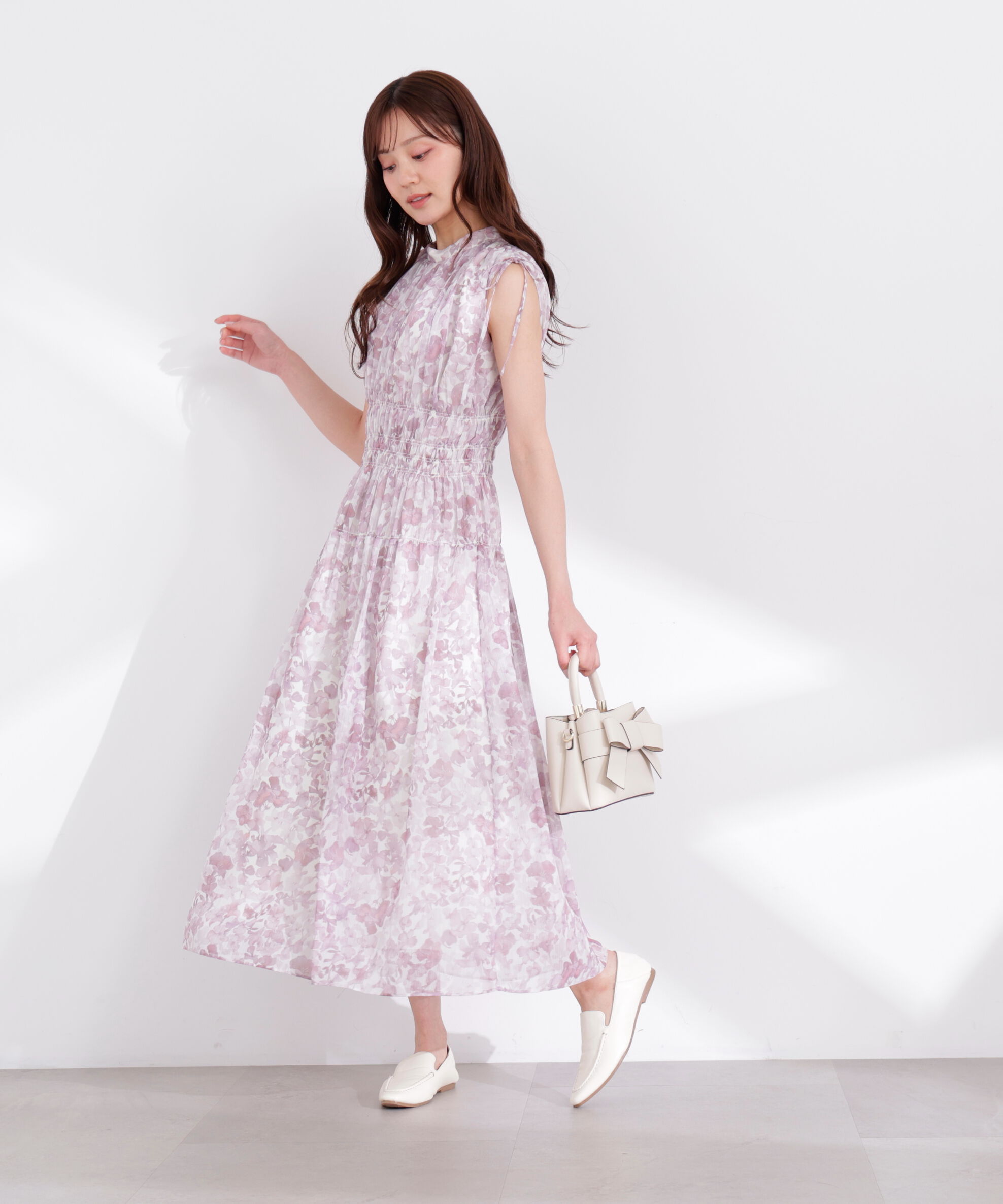 PROPORTION BODY DRESSING「2wayスリーブ花柄シャーリングワンピース 26SS」|ワンピース|