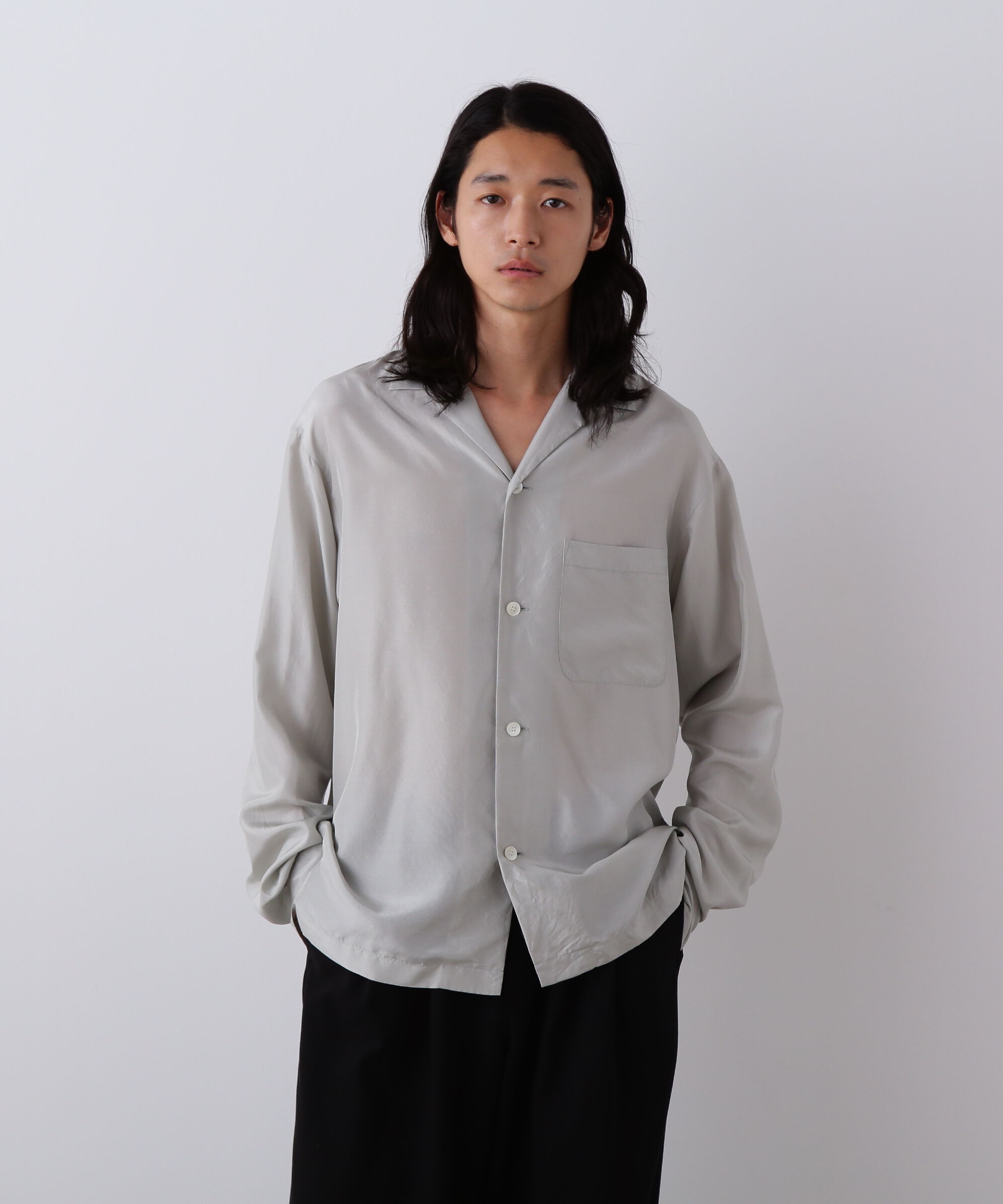 YLEVE 「YLEVE / SILK HABUTAE PAJAMA SHIRT」|シャツ・ブラウス|ブルー