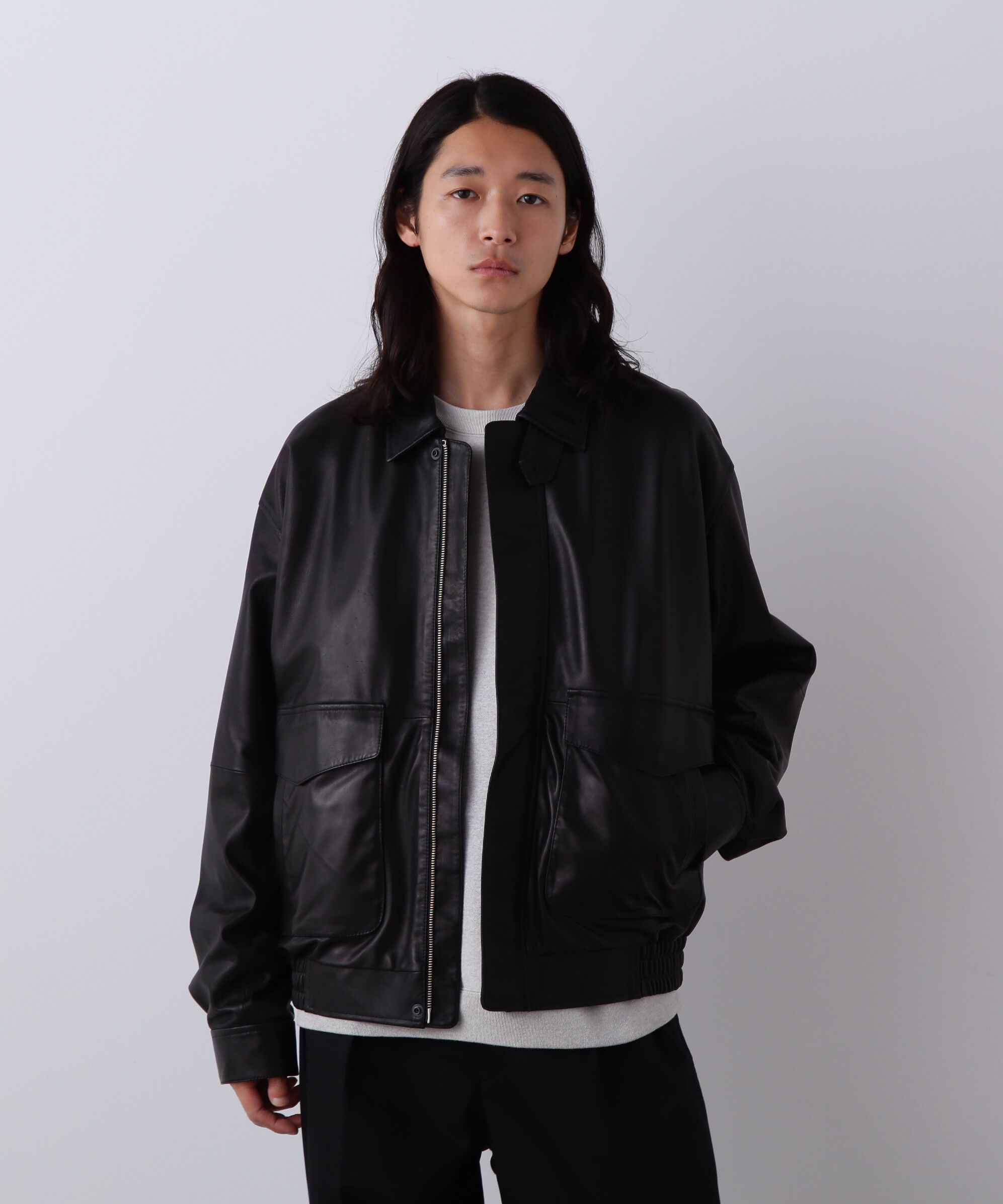 YLEVE 「YLEVE / SHEEP LEATHER ZIP BLOUSON」|ブルゾン・スタジャン|ブラック