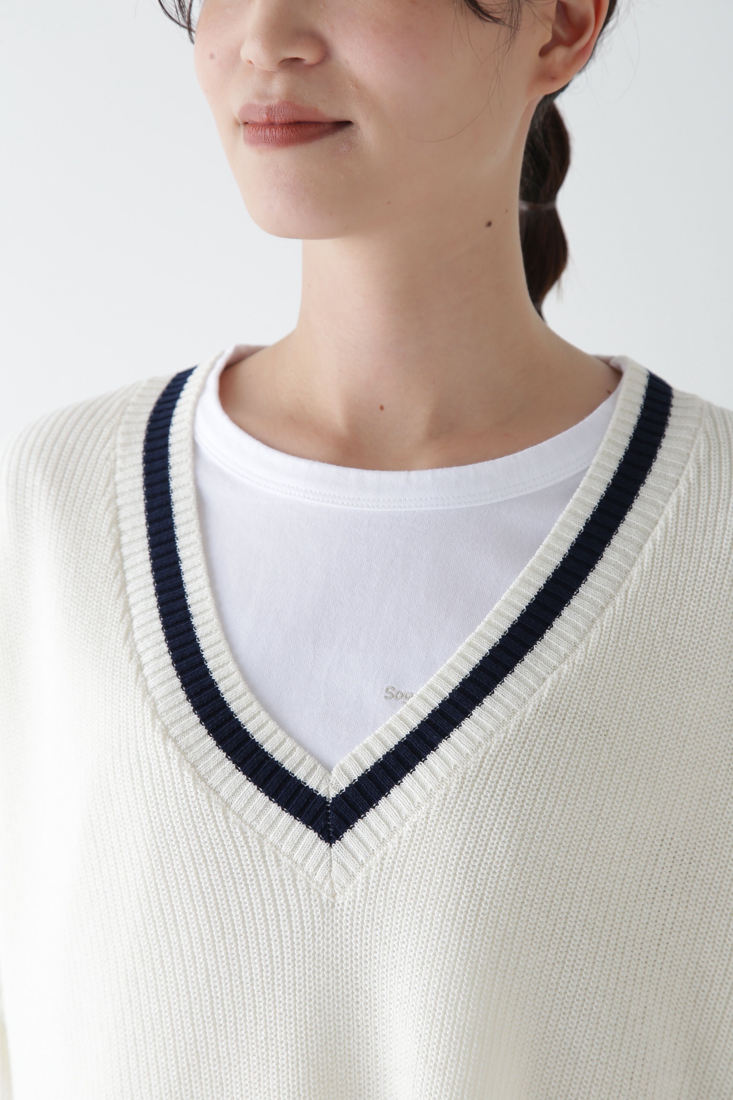  「◆【ウォッシャブル】2WAYライン入Ｖネックプルオーバー」|ニット・セーター|