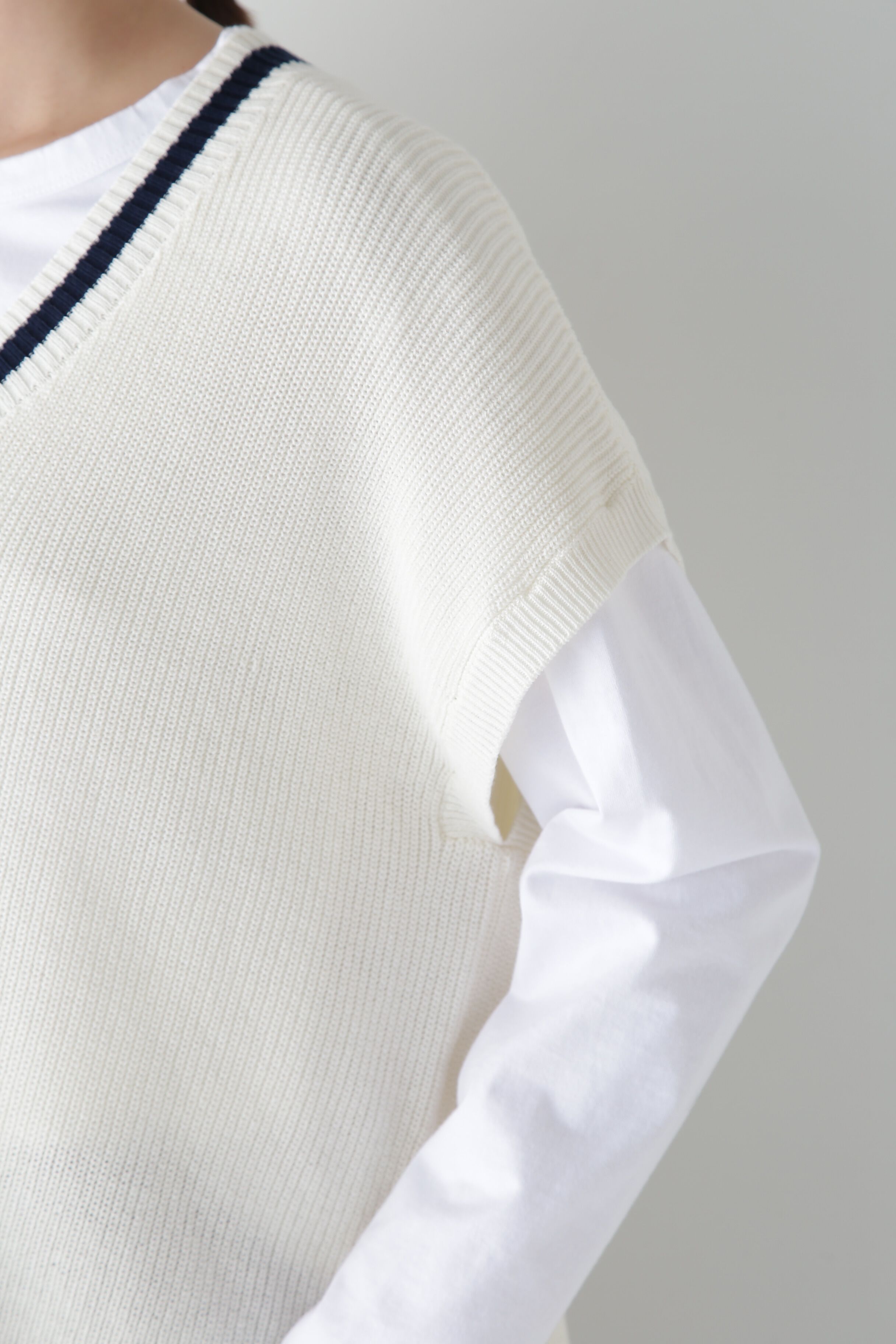  「◆【ウォッシャブル】2WAYライン入Ｖネックプルオーバー」|ニット・セーター|