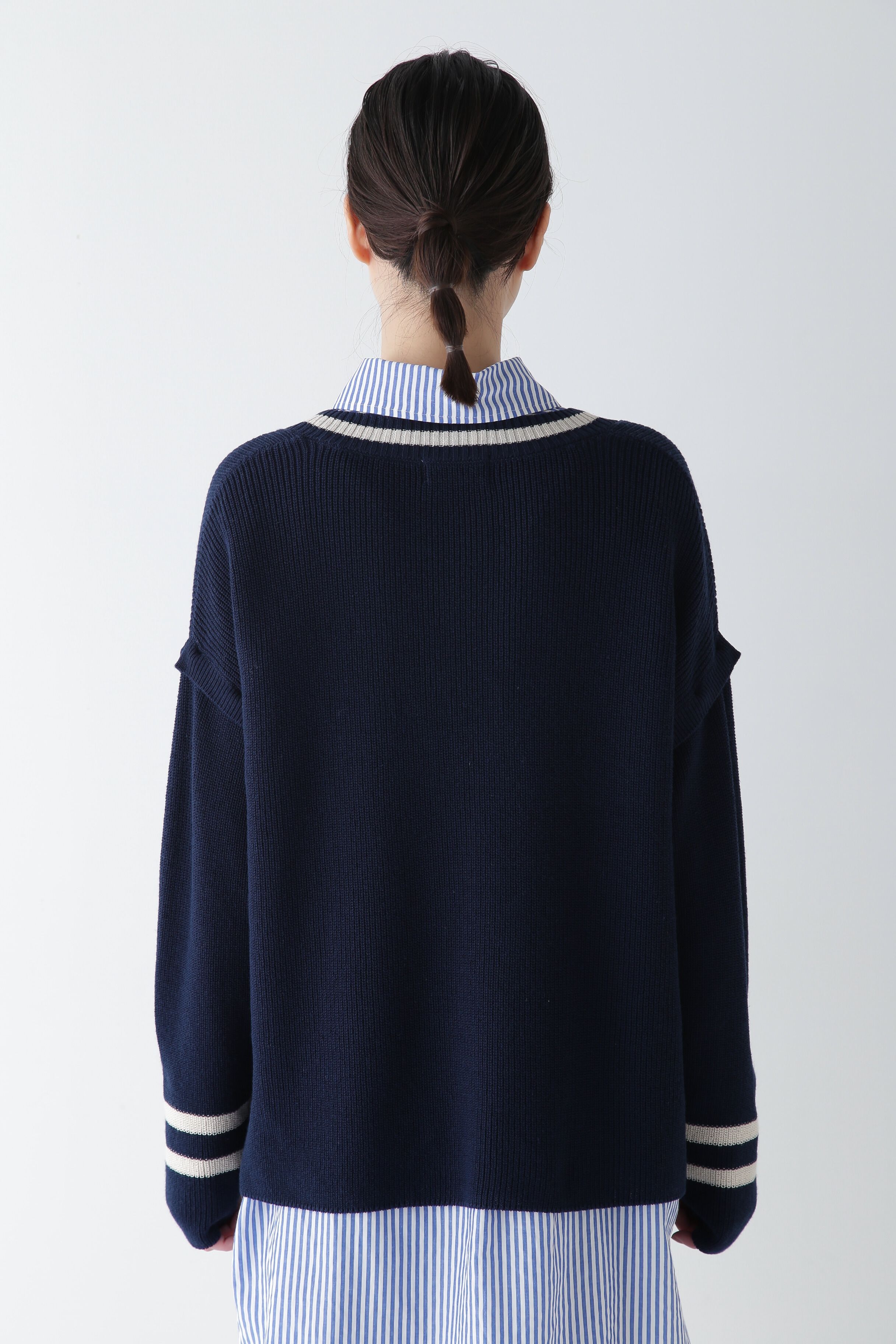  「◆【ウォッシャブル】2WAYライン入Ｖネックプルオーバー」|ニット・セーター|