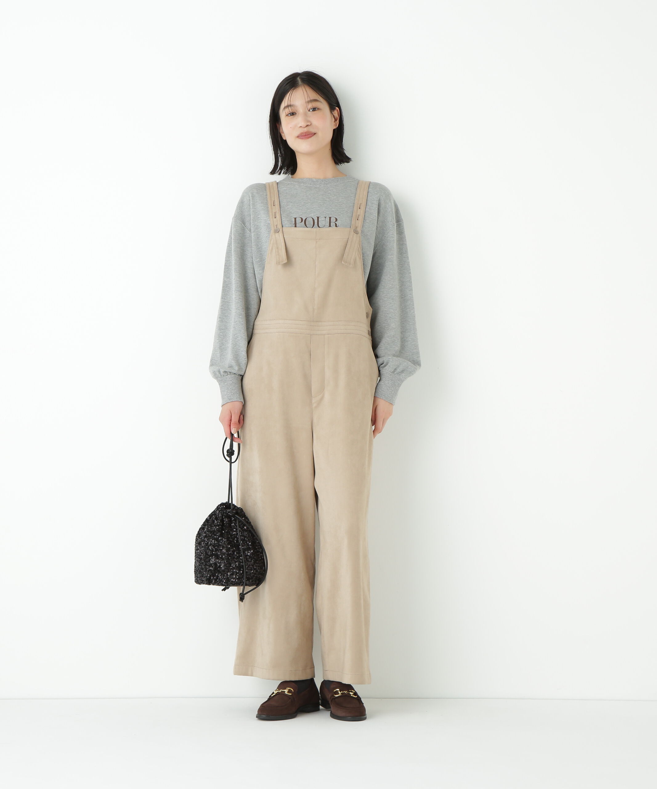  「◆ストレッチスェードオーバーオール」|ワンピース|