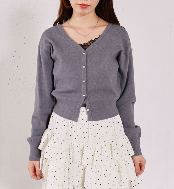 archives「レーストリムニットアンサンブル」|カーディガン|CHARCOAL GRAY