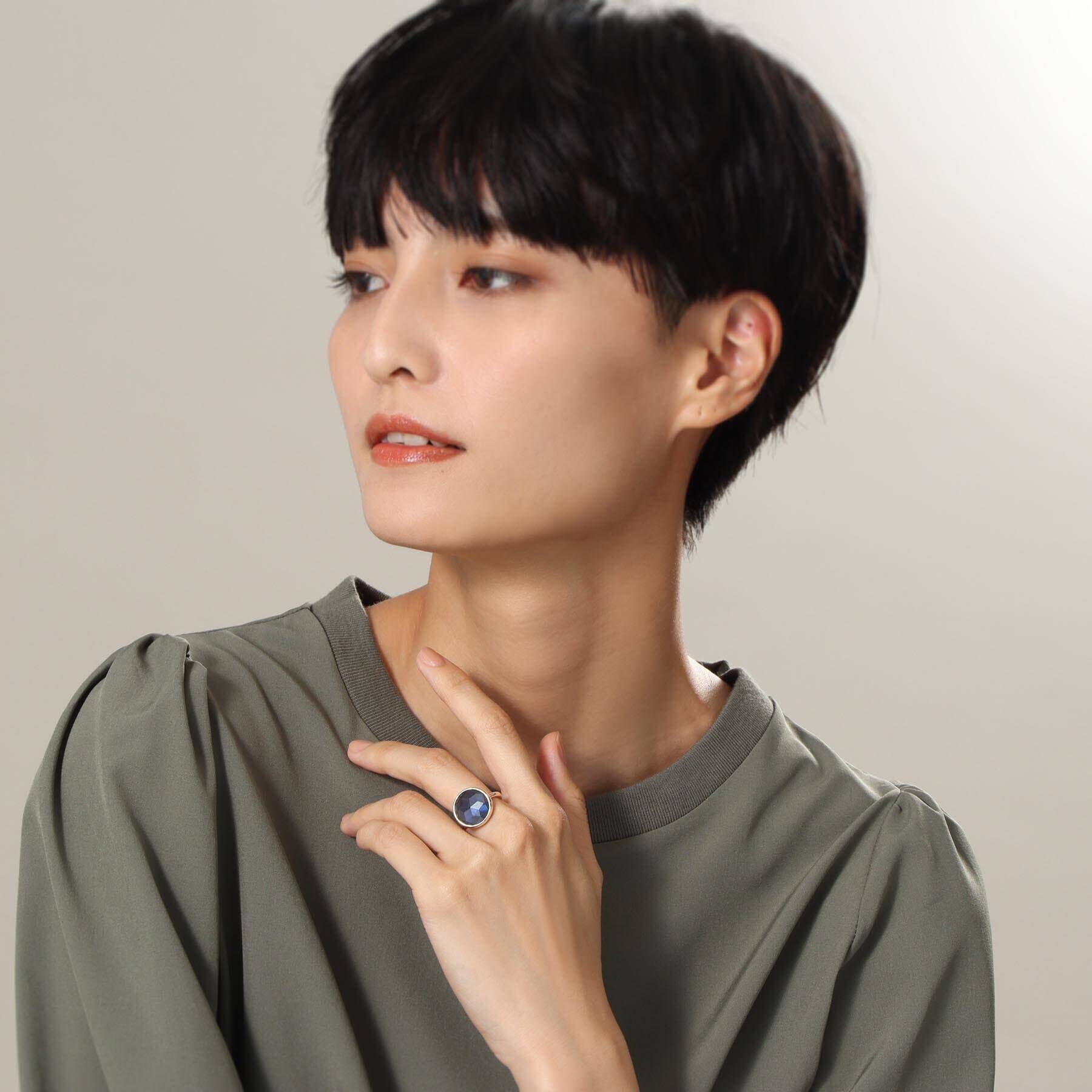 COCOSHNIK「K10ラブラドライト ラウンドローズカット リング」|リング|