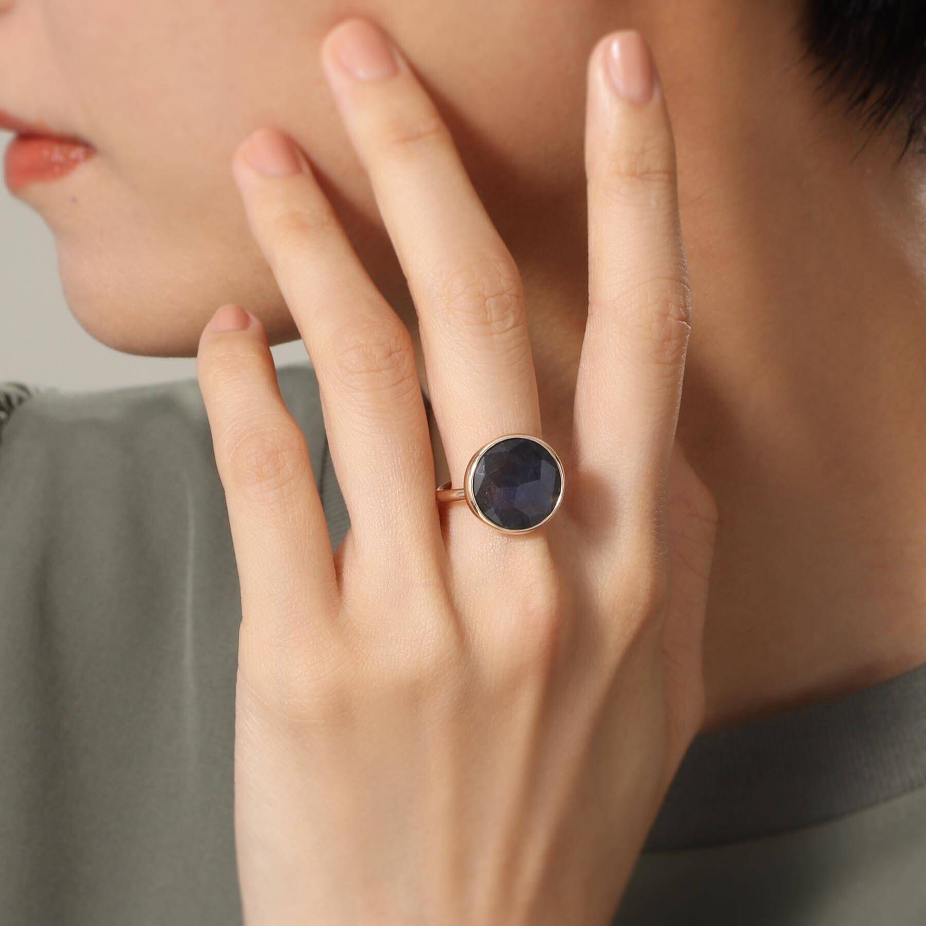 COCOSHNIK「K10ラブラドライト ラウンドローズカット リング」|リング|