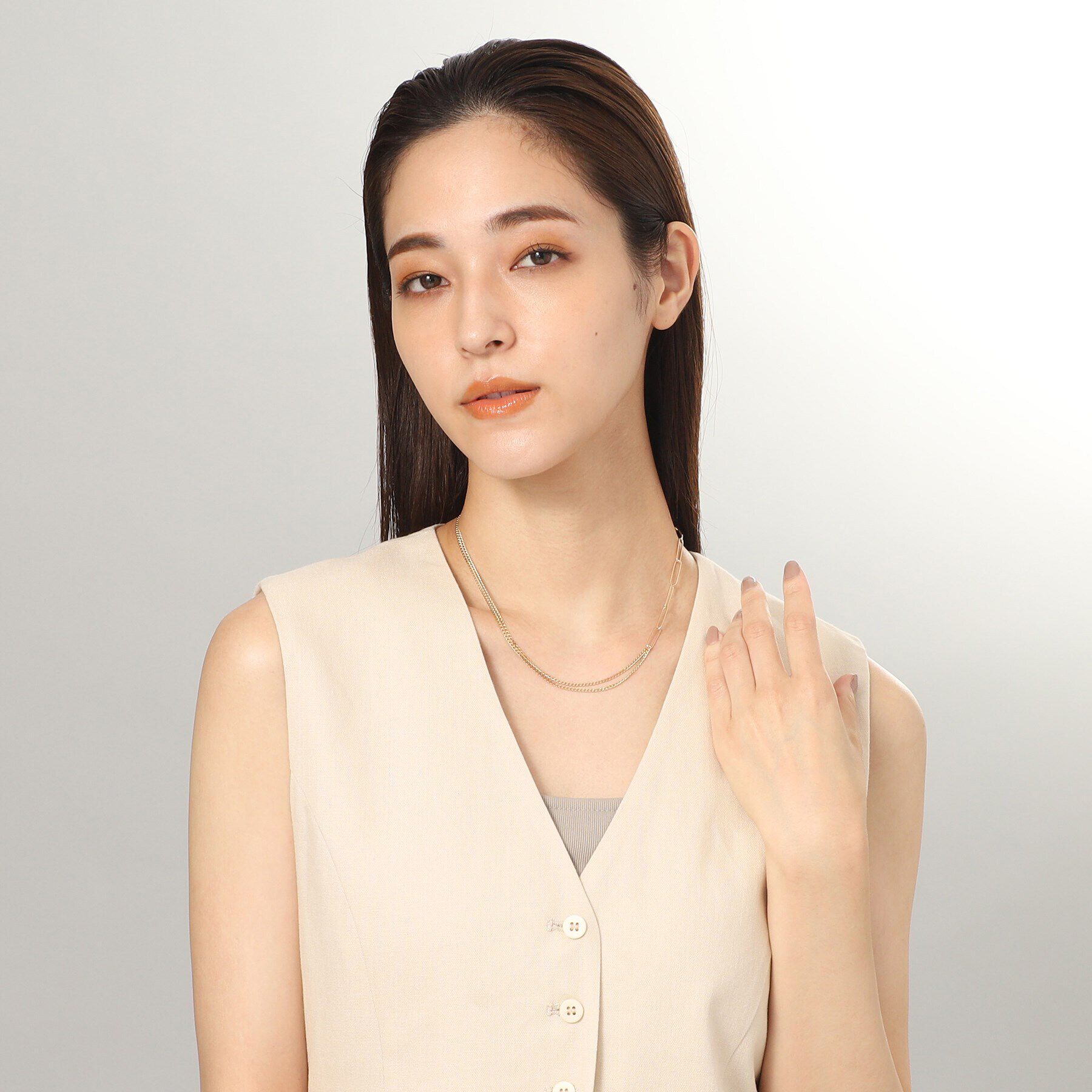 COCOSHNIK「K10PCロング・キヘイミックスチェーン ネックレス」|ネックレス|