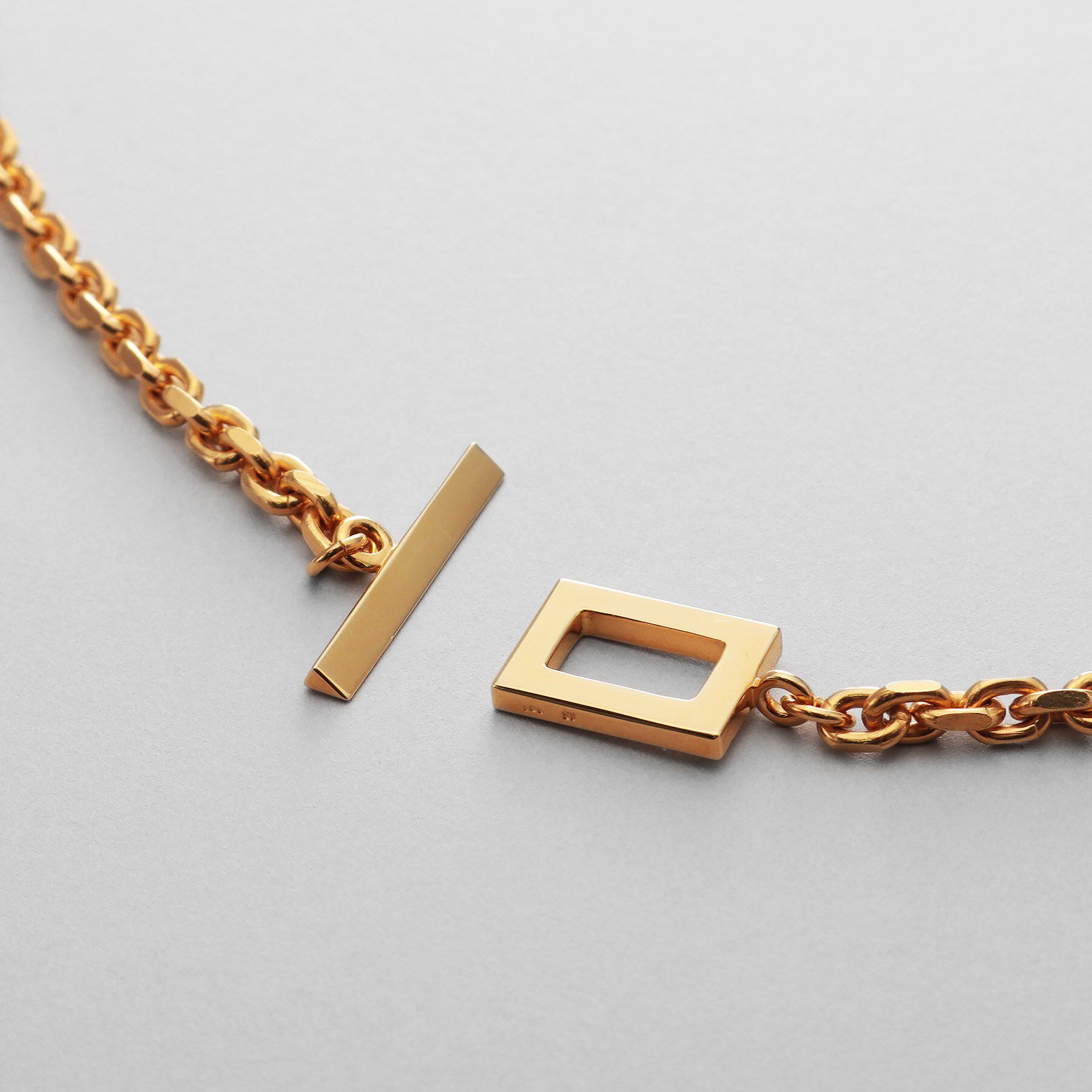 COCOSHNIK ONKITSCH「シルバー カットケーブルチェーン レクタングルマンテルネックレス（55cm） GP」|ネックレス|