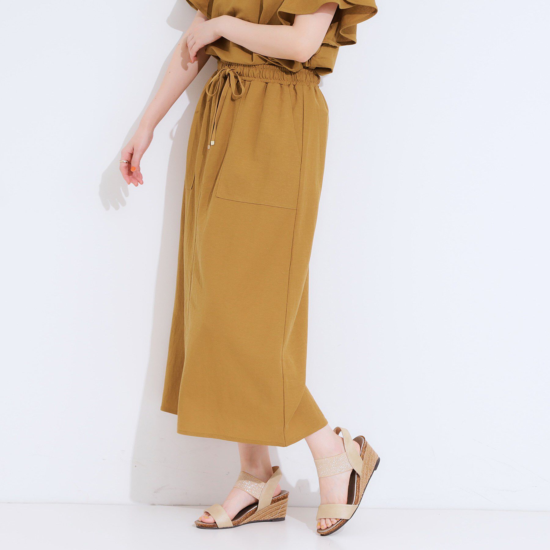 SHOO･LA･RUE「【セットアップ可/ひんやり】大人カジュアルに ベイカー風デザインスカート」|スカート|