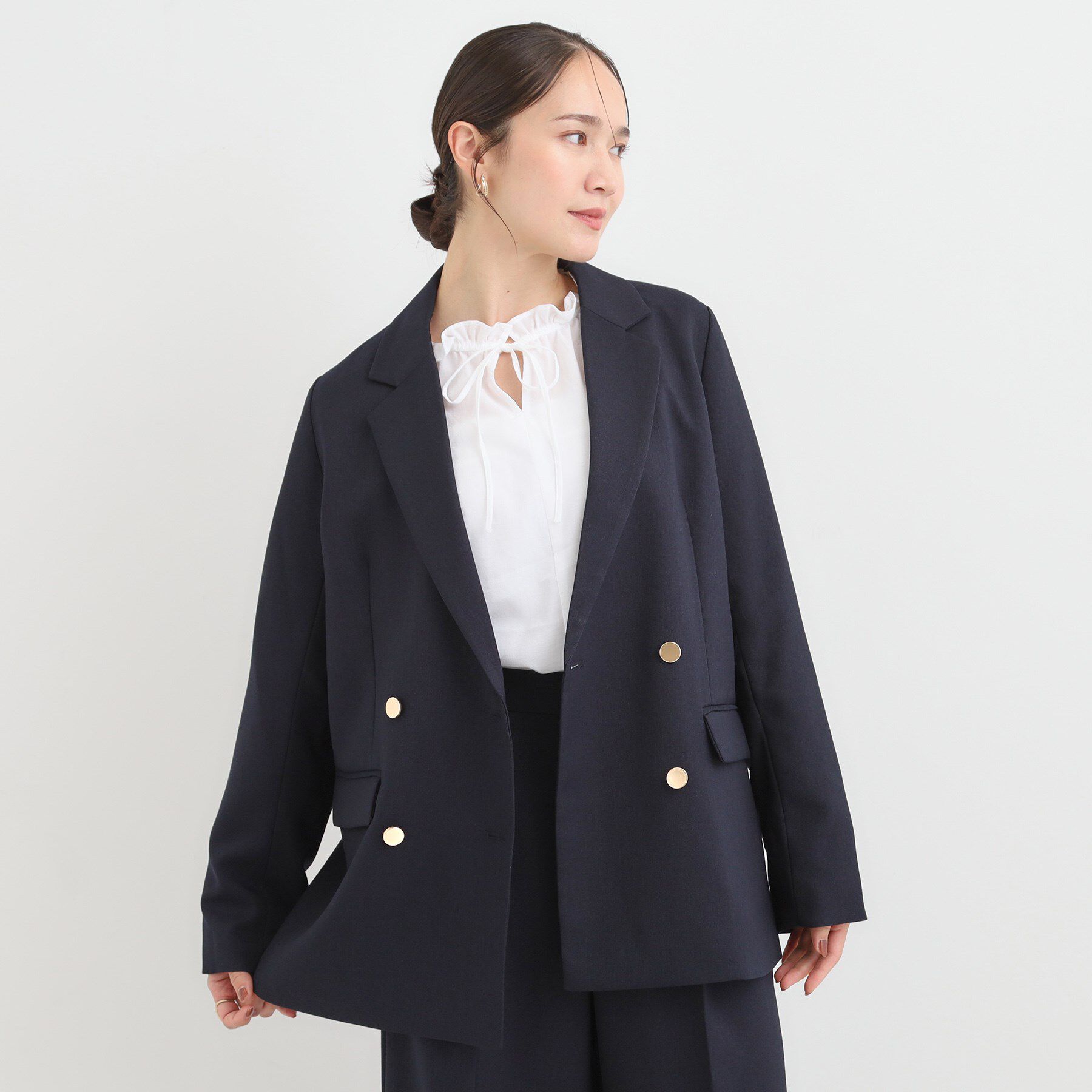 SHOO･LA･RUE「【洗える/S-LL/セットアップ可】カジュアルからきれいめまで ダブルジャケット」|テーラードジャケット|