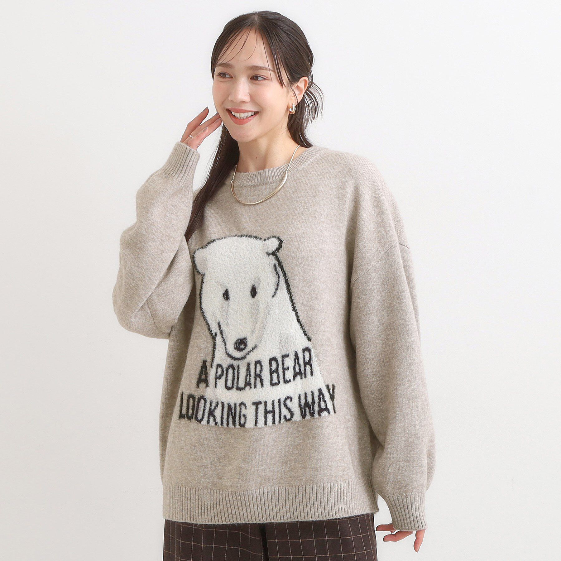 SHOO･LA･RUE「【旭山動物園応援商品】ゆるアニマル ふわふわジャカードニット」|ニット・セーター|