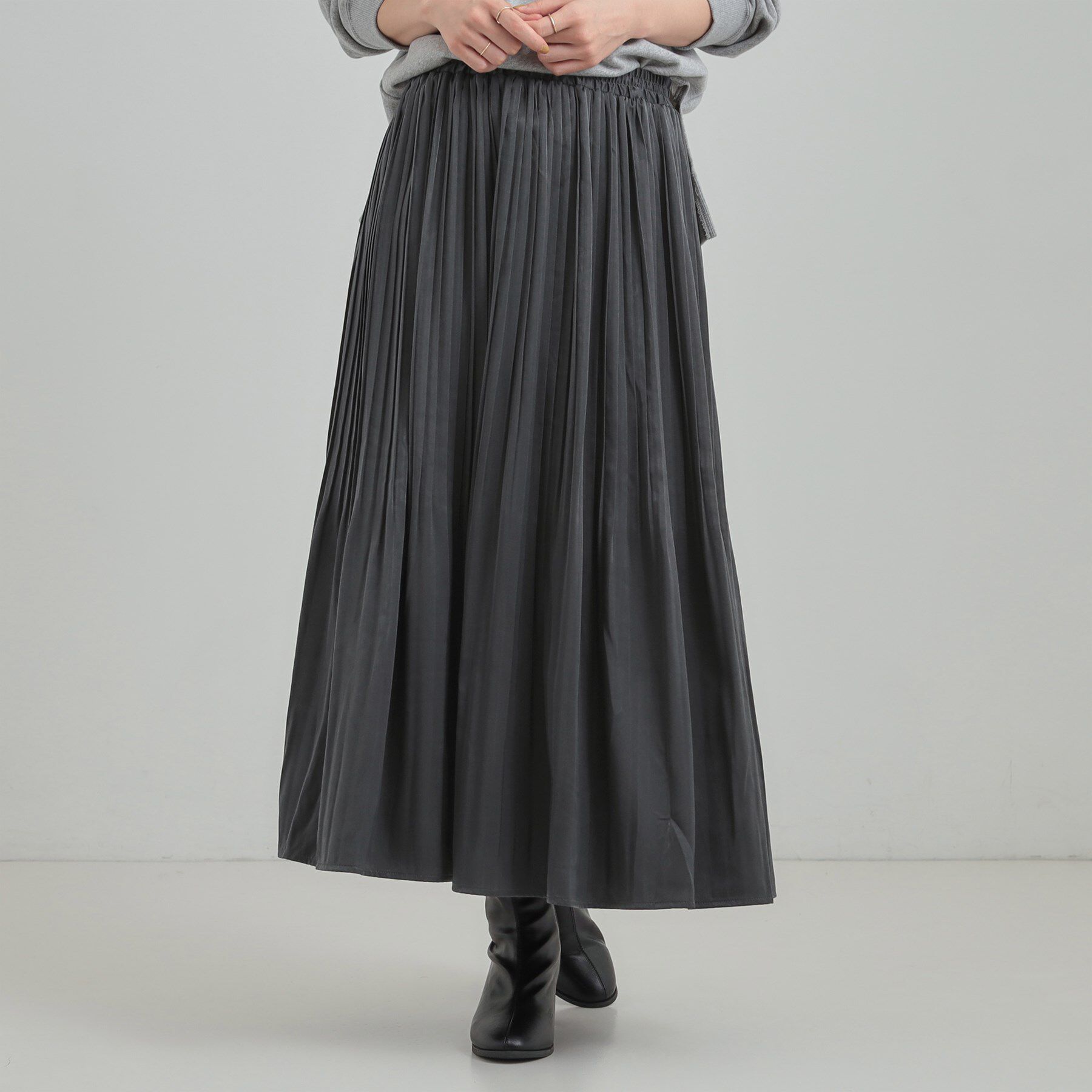SHOO･LA･RUE「【着丈選べる/あったか】裏に秘密 プリーツスカート」|スカート|