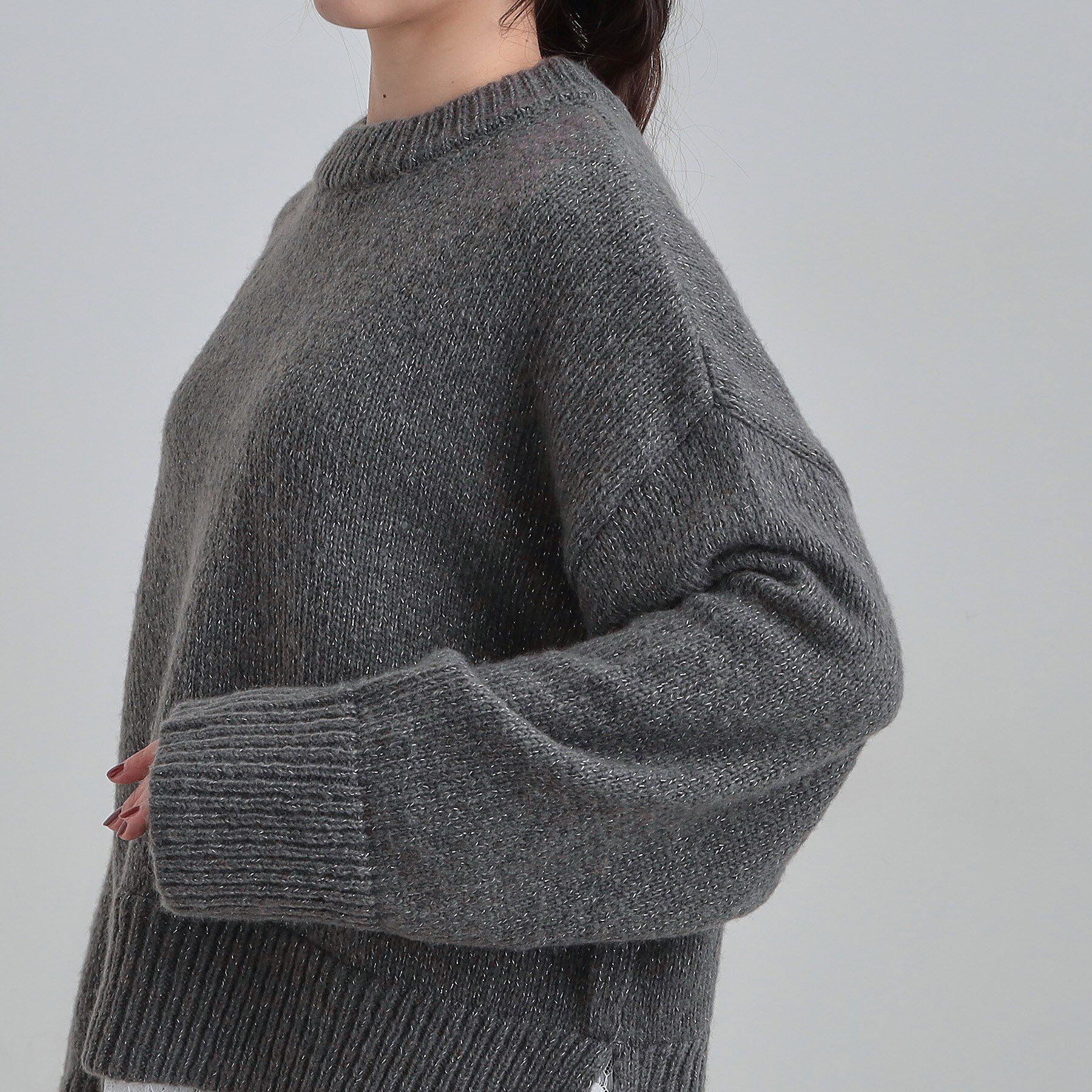 SHOO･LA･RUE「【S-LL】インせず着られる 裾レースラメニット」|ニット・セーター|