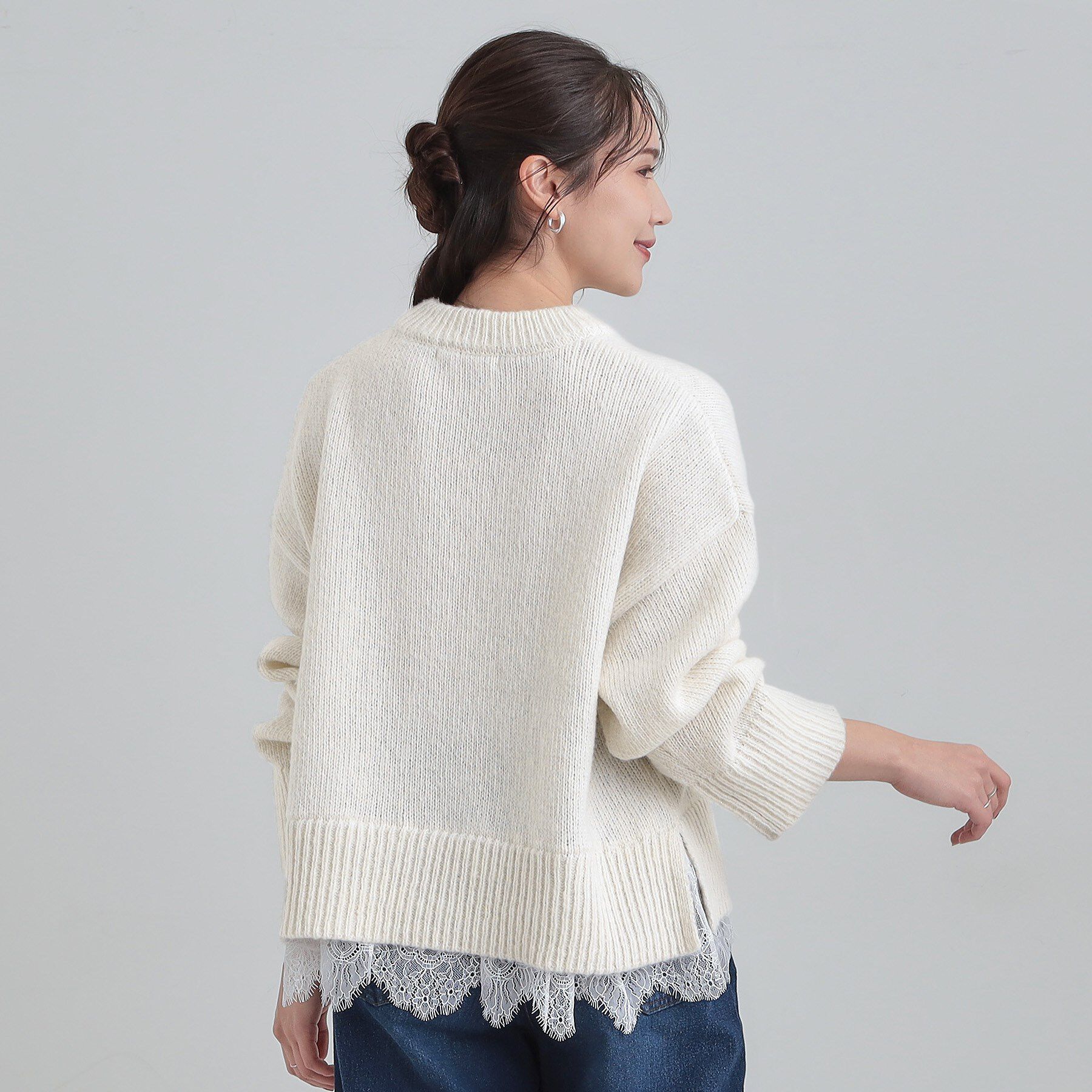 SHOO･LA･RUE「【S-LL】インせず着られる 裾レースラメニット」|ニット・セーター|