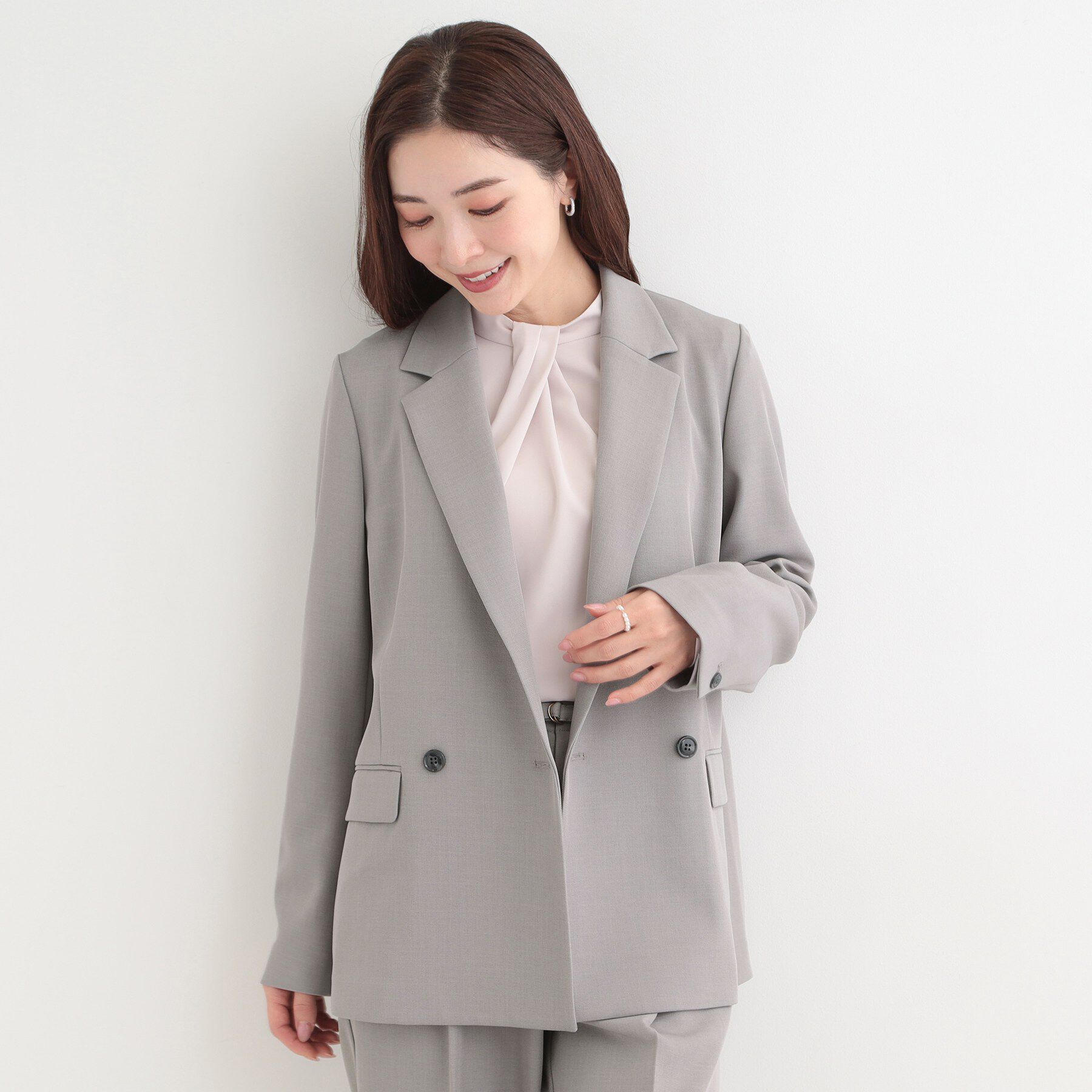 SHOO･LA･RUE「【洗濯機可/イージーケア/UV】オンオフ使える　ゆったりダブルジャケット」|テーラードジャケット|