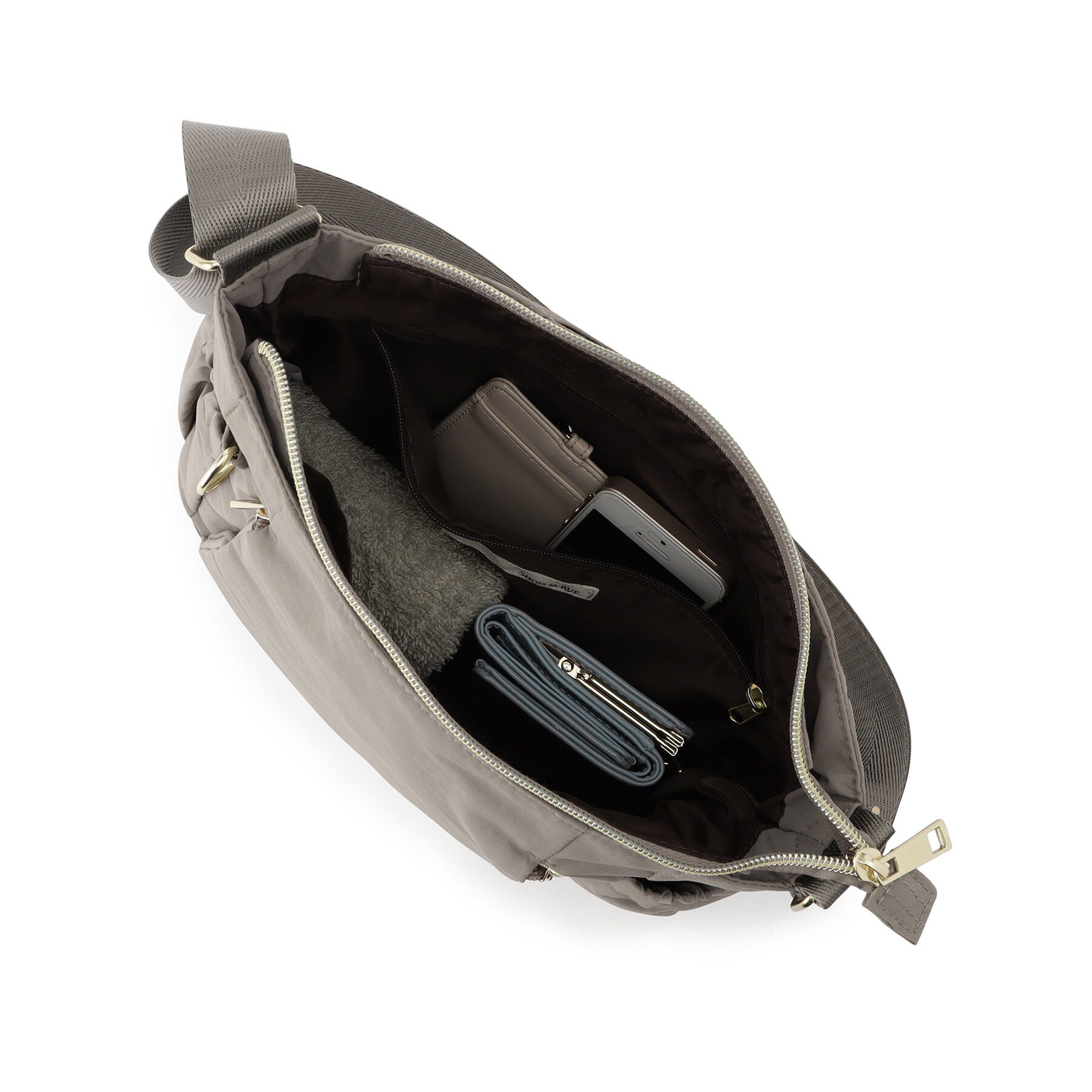 SHOO･LA･RUE「【撥水】縦ファスナー8ポケットショルダーバッグ」|ショルダー・メッセンジャー|