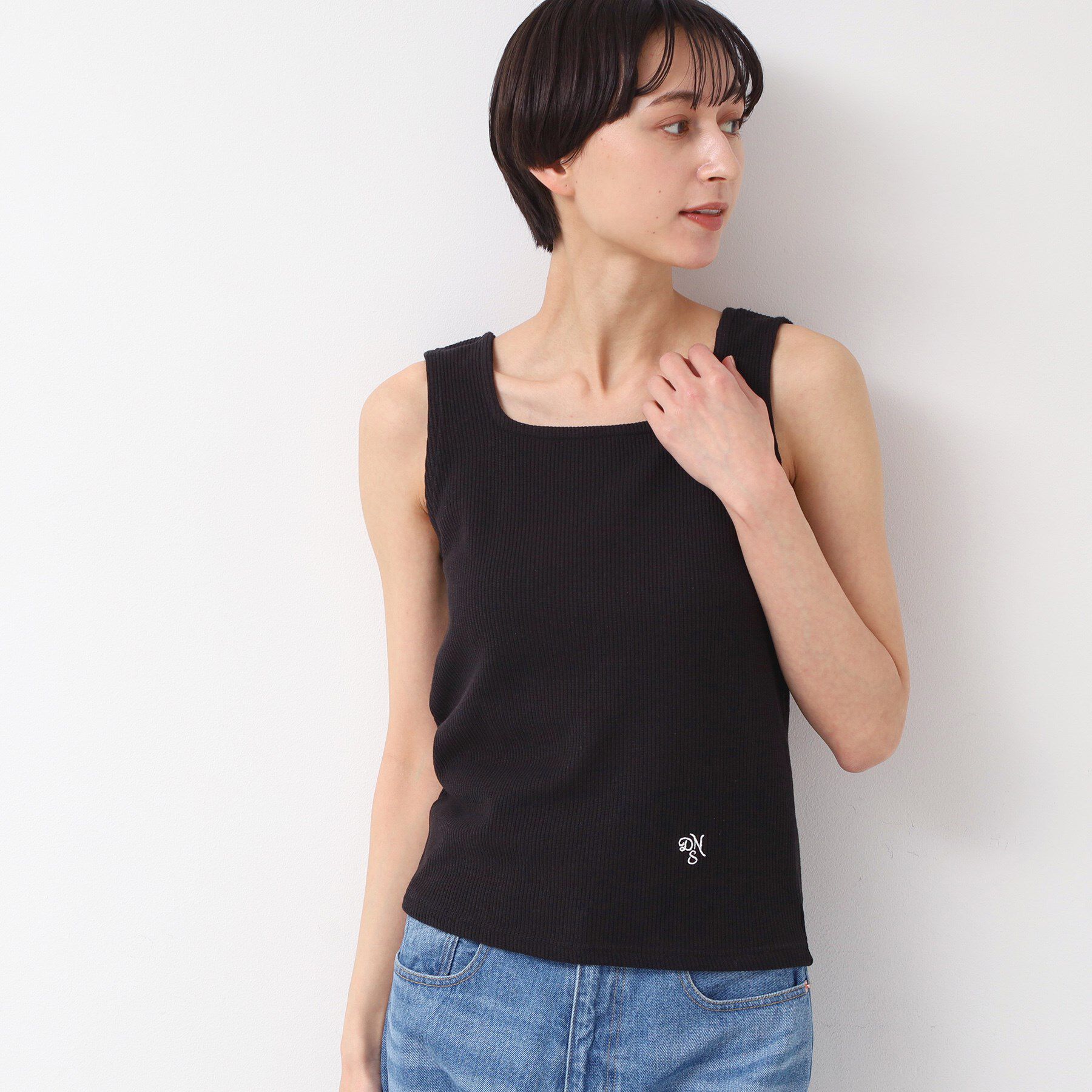 Dessin「【洗える】スクエアタンク」|キャミソール|ブラック(019)