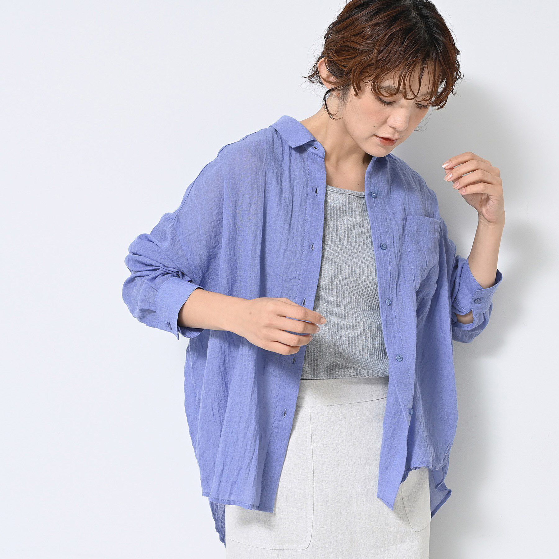 Dessin「【洗える】シアーシャンブレーシャツ」|シャツ・ブラウス|