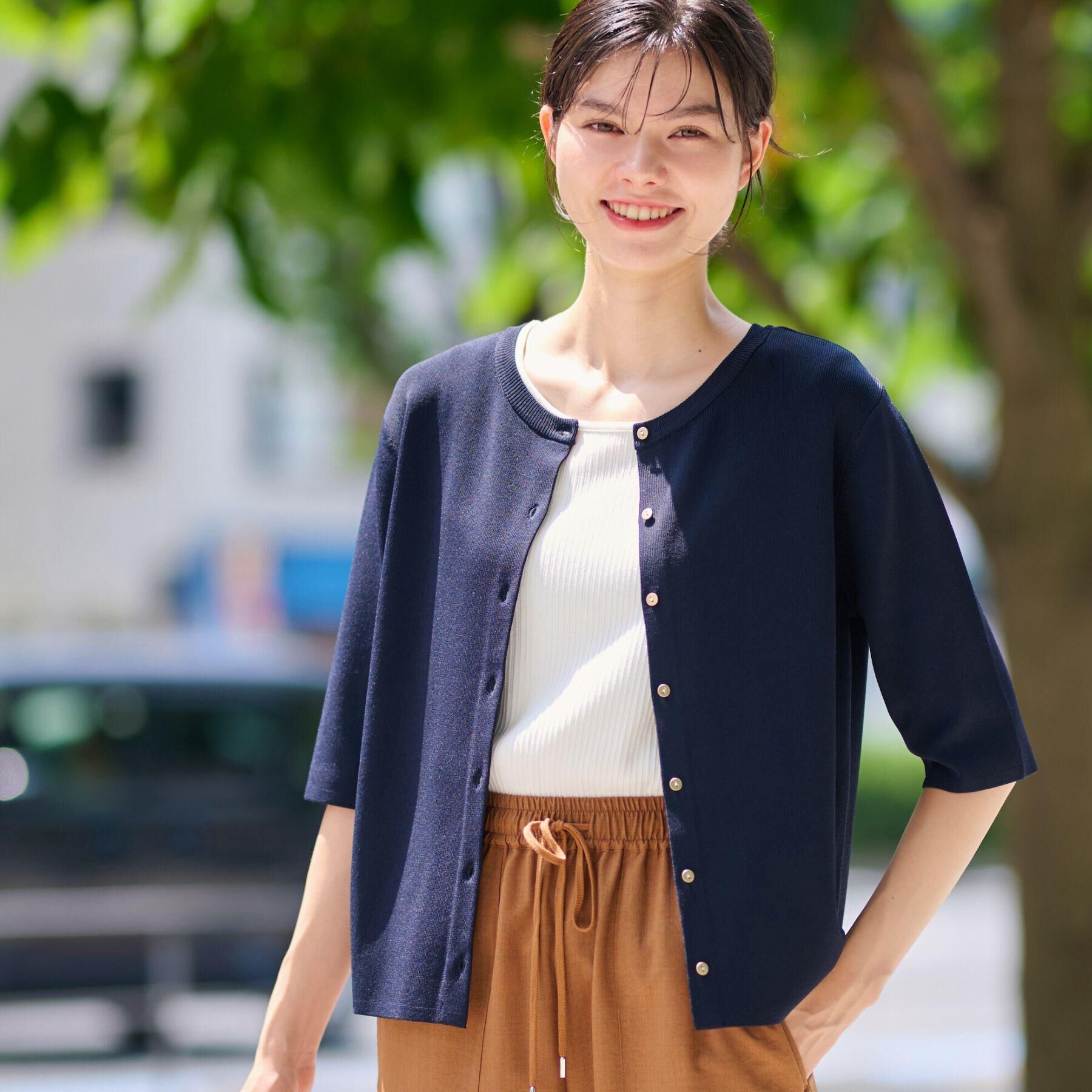 Dessin「【UVカット/洗える】2WAY五分袖カーディガン」|ニット・セーター|