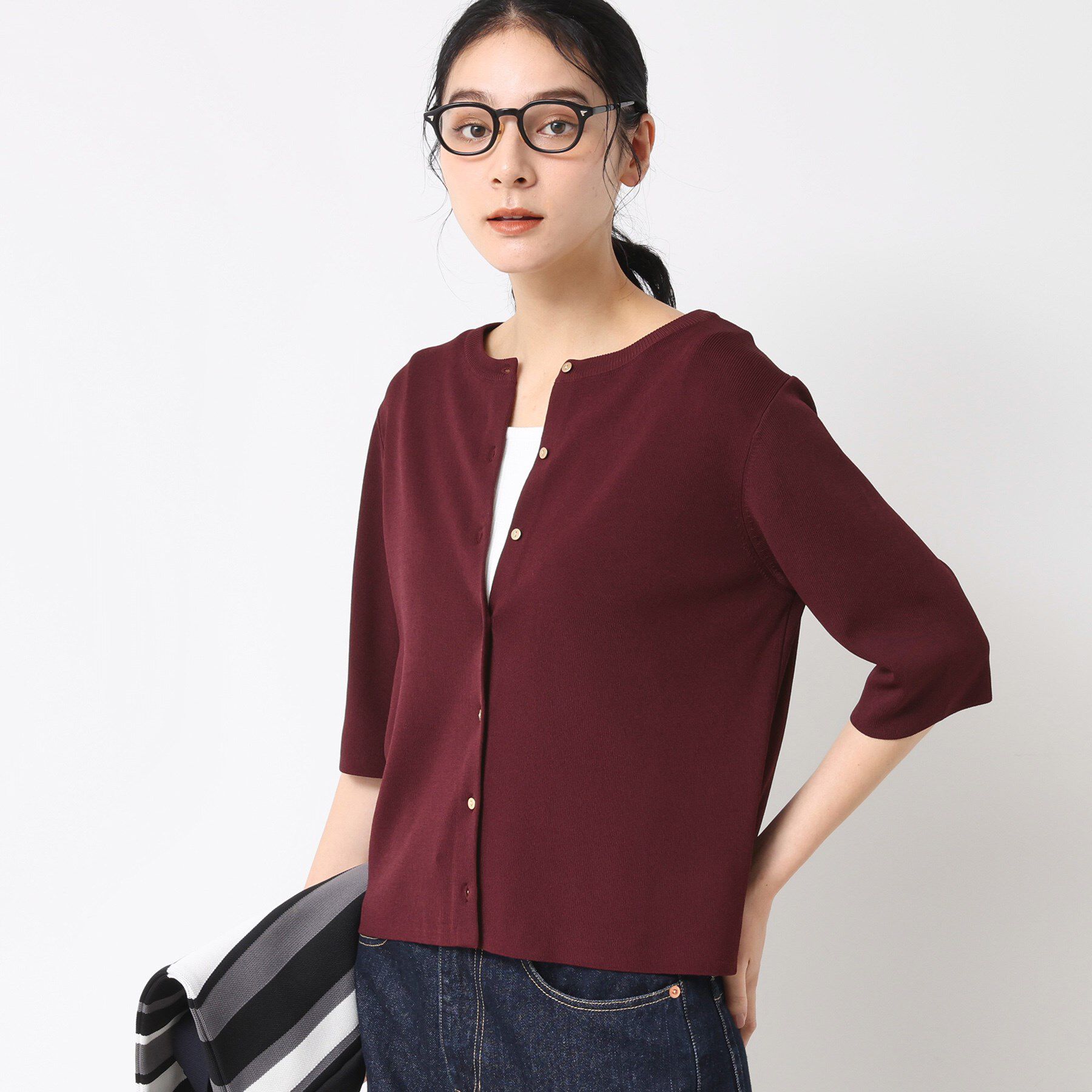 Dessin「【UVカット/洗える】2WAY五分袖カーディガン」|ニット・セーター|