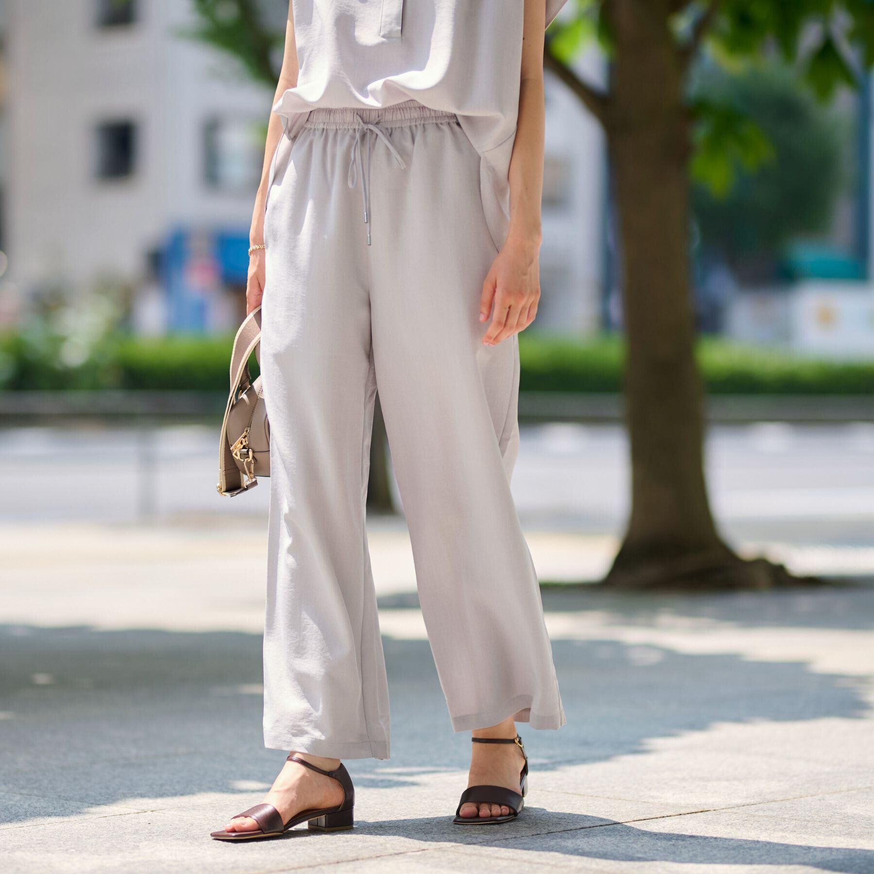 Dessin「【2点セット/ウエストゴム/洗える】スキッパ―シャツ＆ストレートパンツセット」|スーツ|