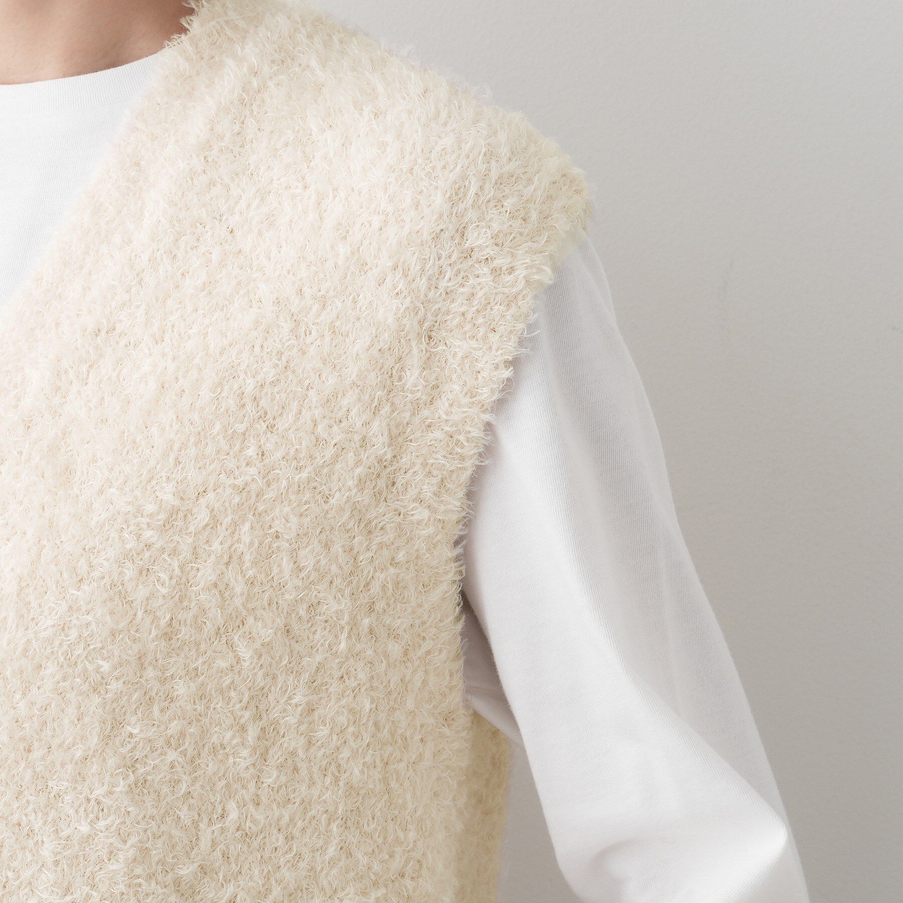 Dessin「【洗える】Vネックシャギーベスト」|ベスト・ジレ|