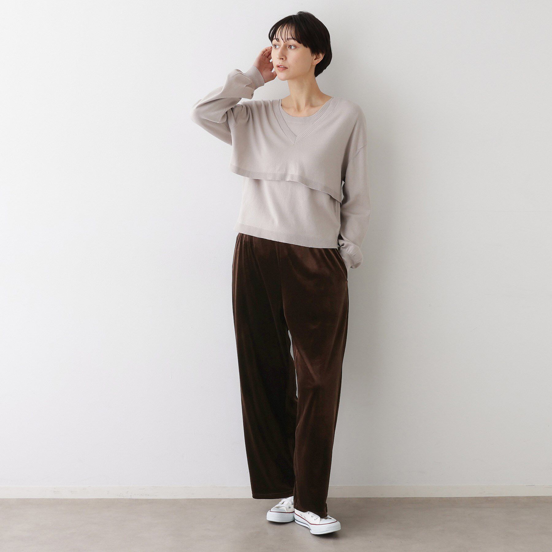 Dessin「【ウエストゴム/洗える】ベロアイージーパンツ」|その他|