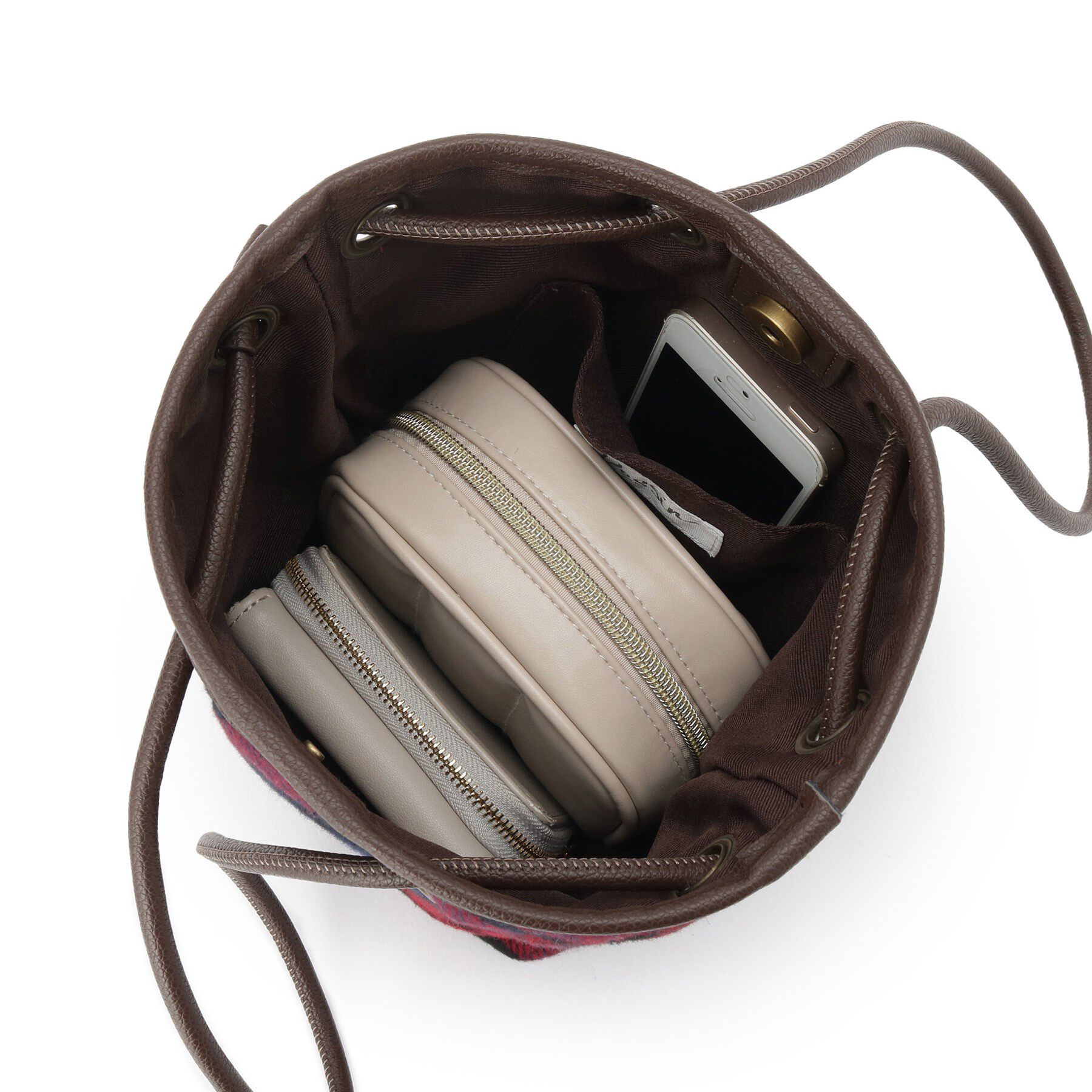 Dessin「2WAYチェック巾着バッグ」|ハンドバッグ|