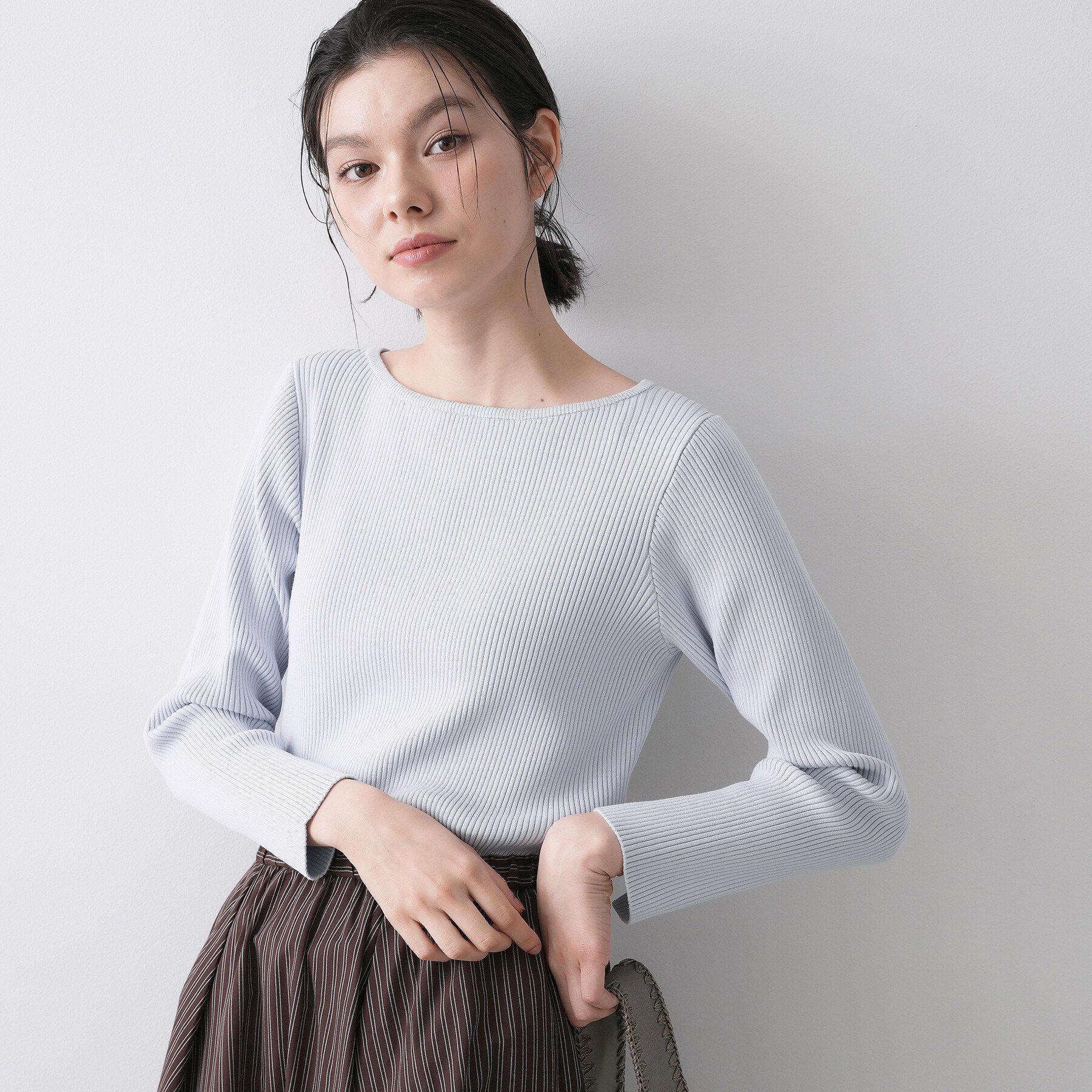 Dessin「【洗える】ボートネックリブニット」|ニット・セーター|サックスブルー(09