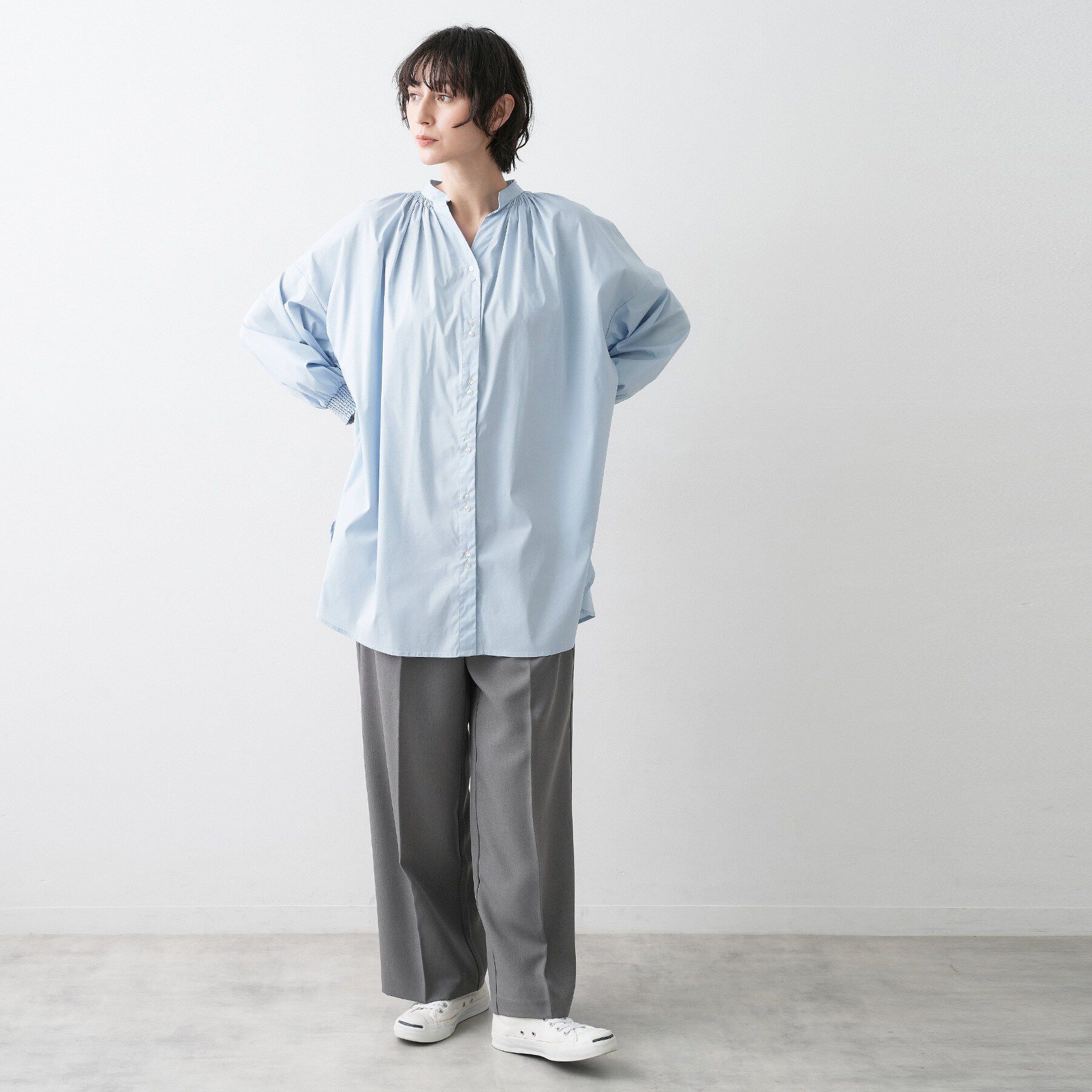 Dessin「【洗える】シャーリングネックチュニックシャツ」|チュニック|