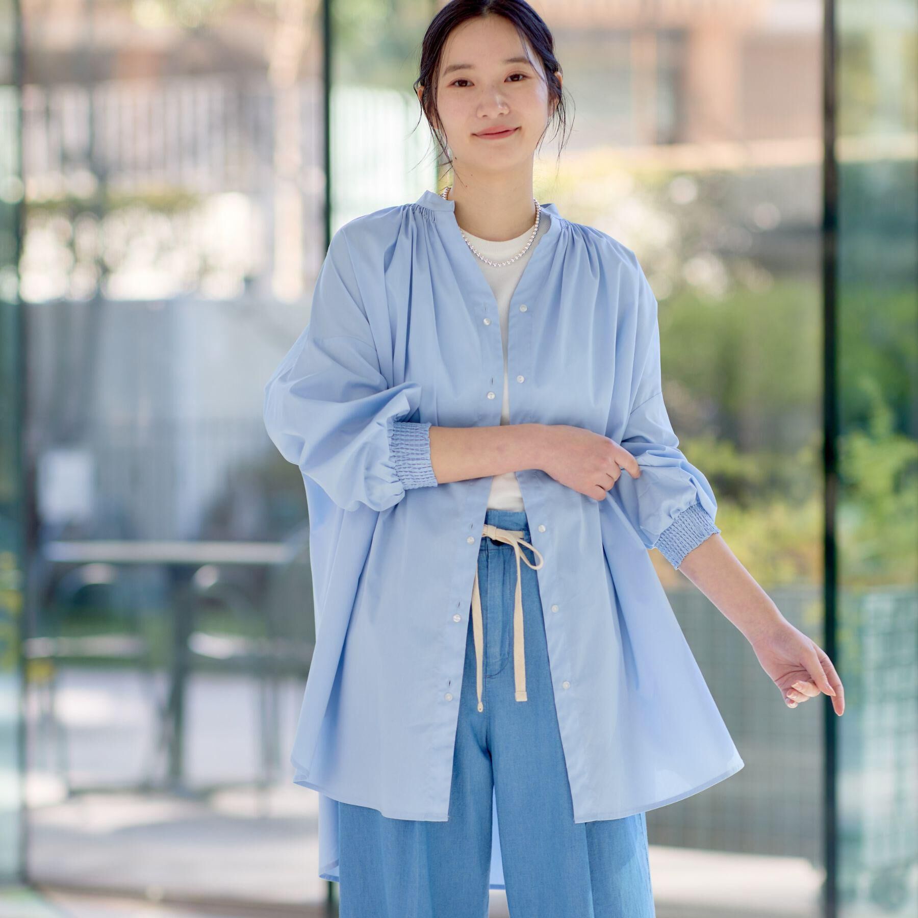 Dessin「【洗える】シャーリングネックチュニックシャツ」|チュニック|