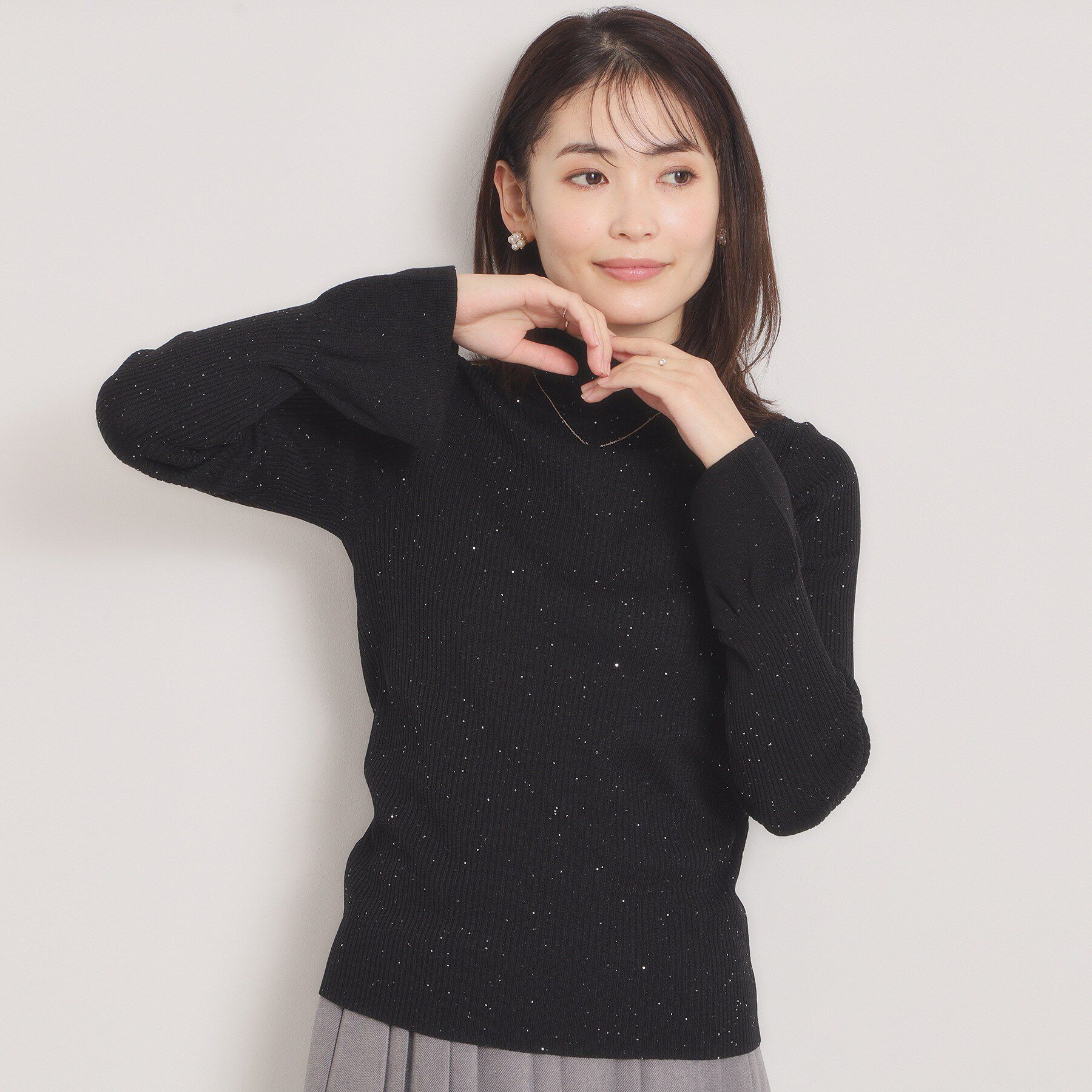 ITS&rsquo;DEMO「【手洗い可】スパンコールリブニット」|ニット・セーター|ブラック(019)