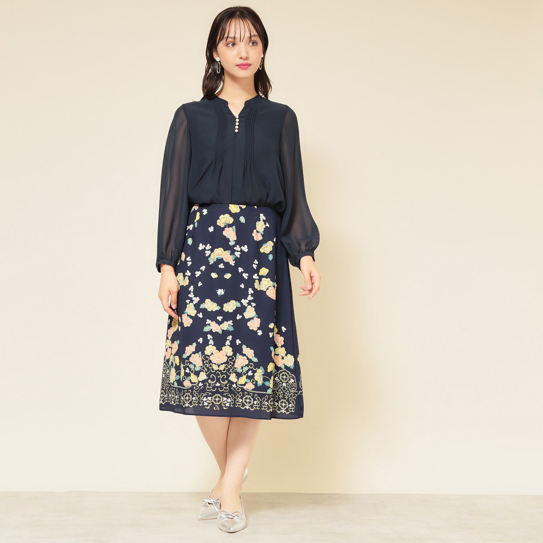 SunaUna「【co creation and yours／SS～L】オリエンタル柄パネルスカート」|スカート|