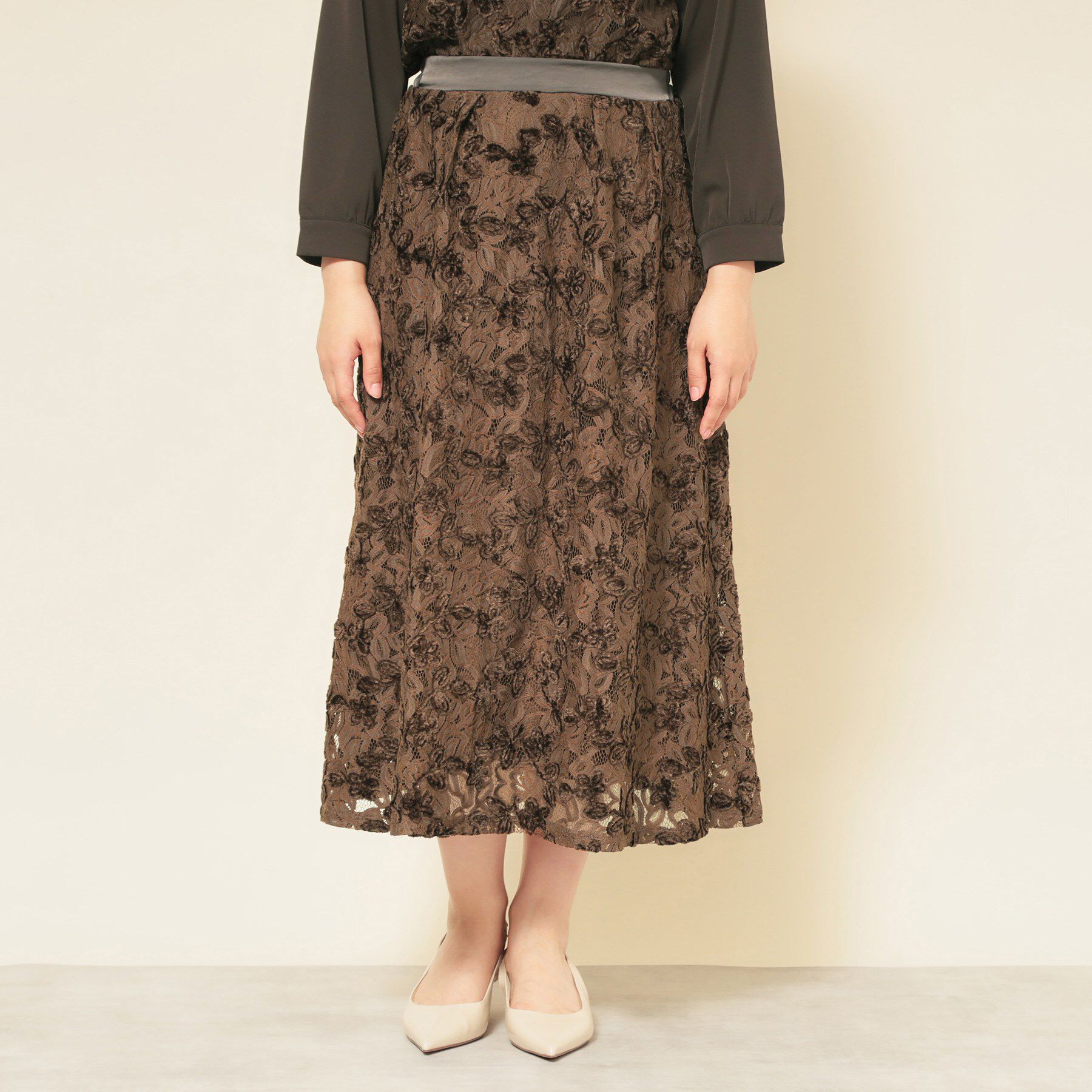 SunaUna「【モールレース／セットアップ可】ふんわりタックスカート」|スカート|