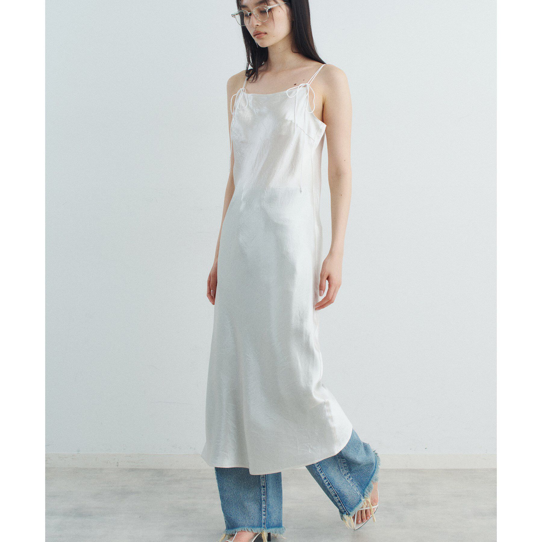 CODE A「ribbon cami dress」|ワンピース|ホワイト(001)