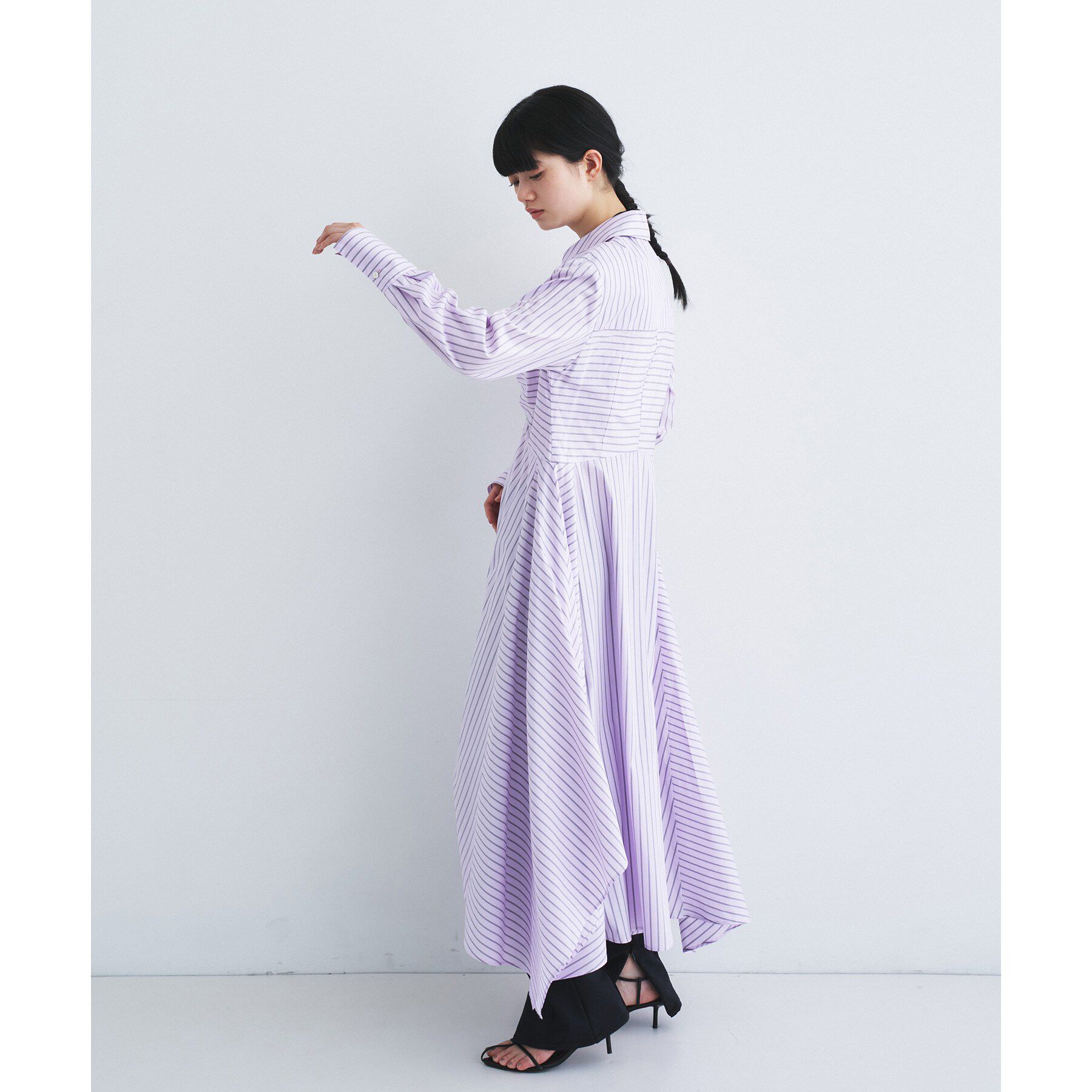 CODE A「stripe shirt dress」|ワンピース|