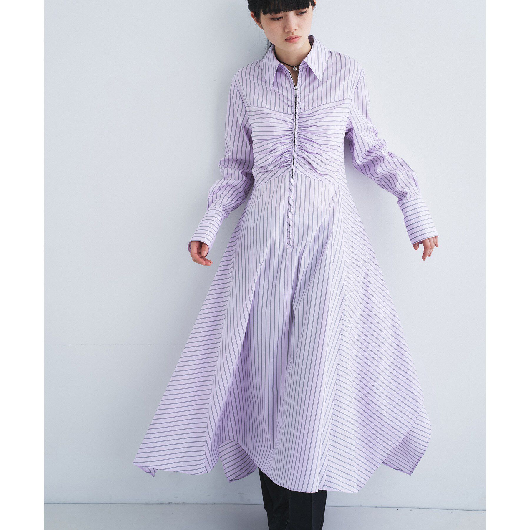 CODE A「stripe shirt dress」|ワンピース|