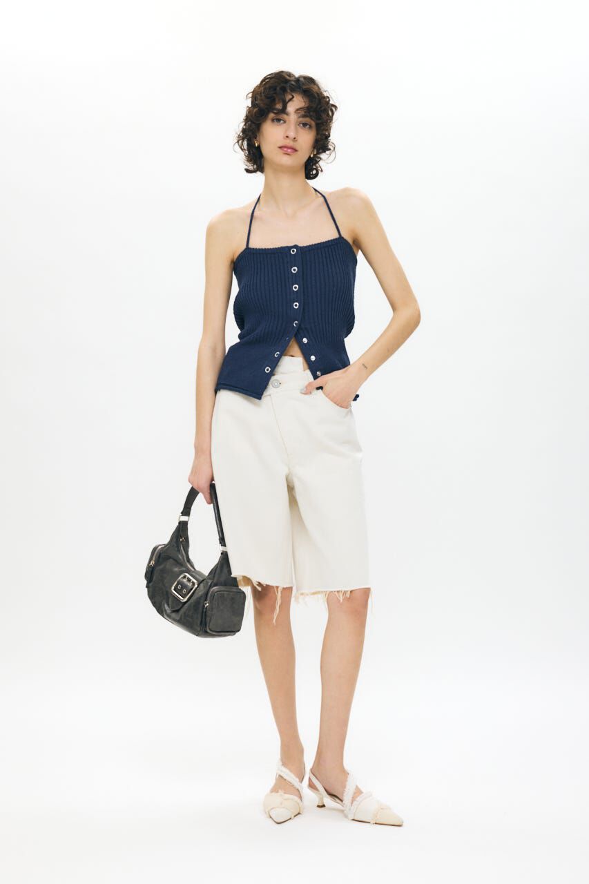 MOUSSY「CROSS WAIST ハーフパンツ」|デニム|