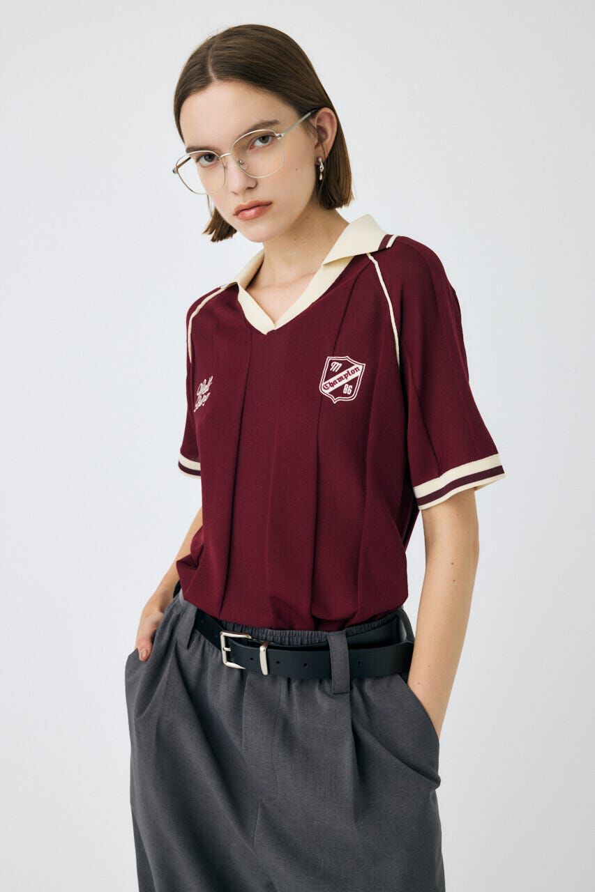 MOUSSY「H/S KNIT GAME シャツ」|ニット・セーター|D/RED3