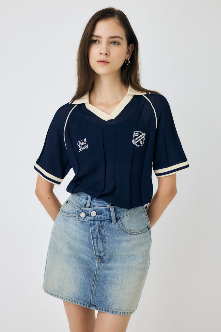 MOUSSY「H/S KNIT GAME シャツ」|ニット・セーター|D/NVY3