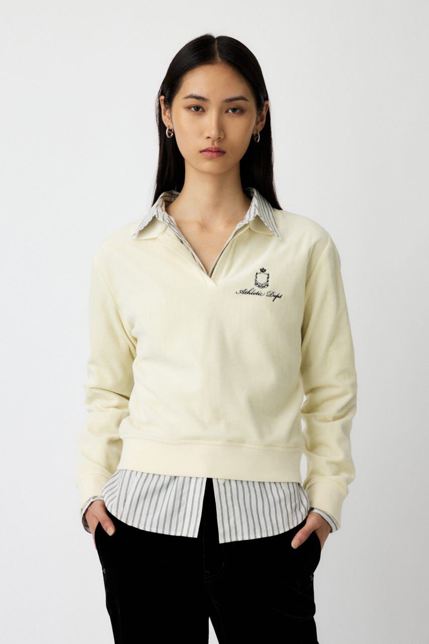 MOUSSY「VELOUR POLO ロングスリーブＴシャツ」|Tシャツ・カットソー|ECRU